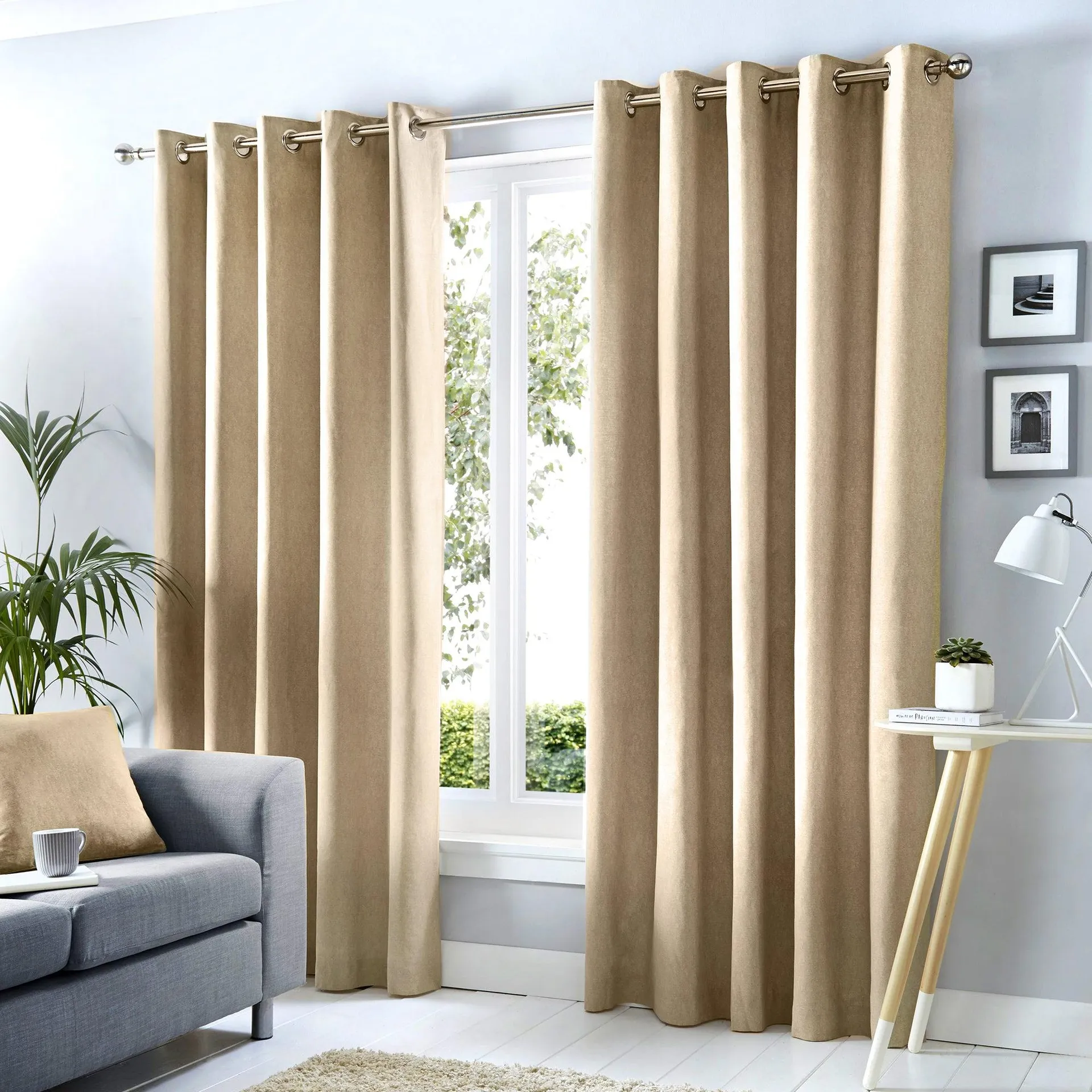 Fusion Sorbonne 100% Cotton Eyelet Curtains Natural