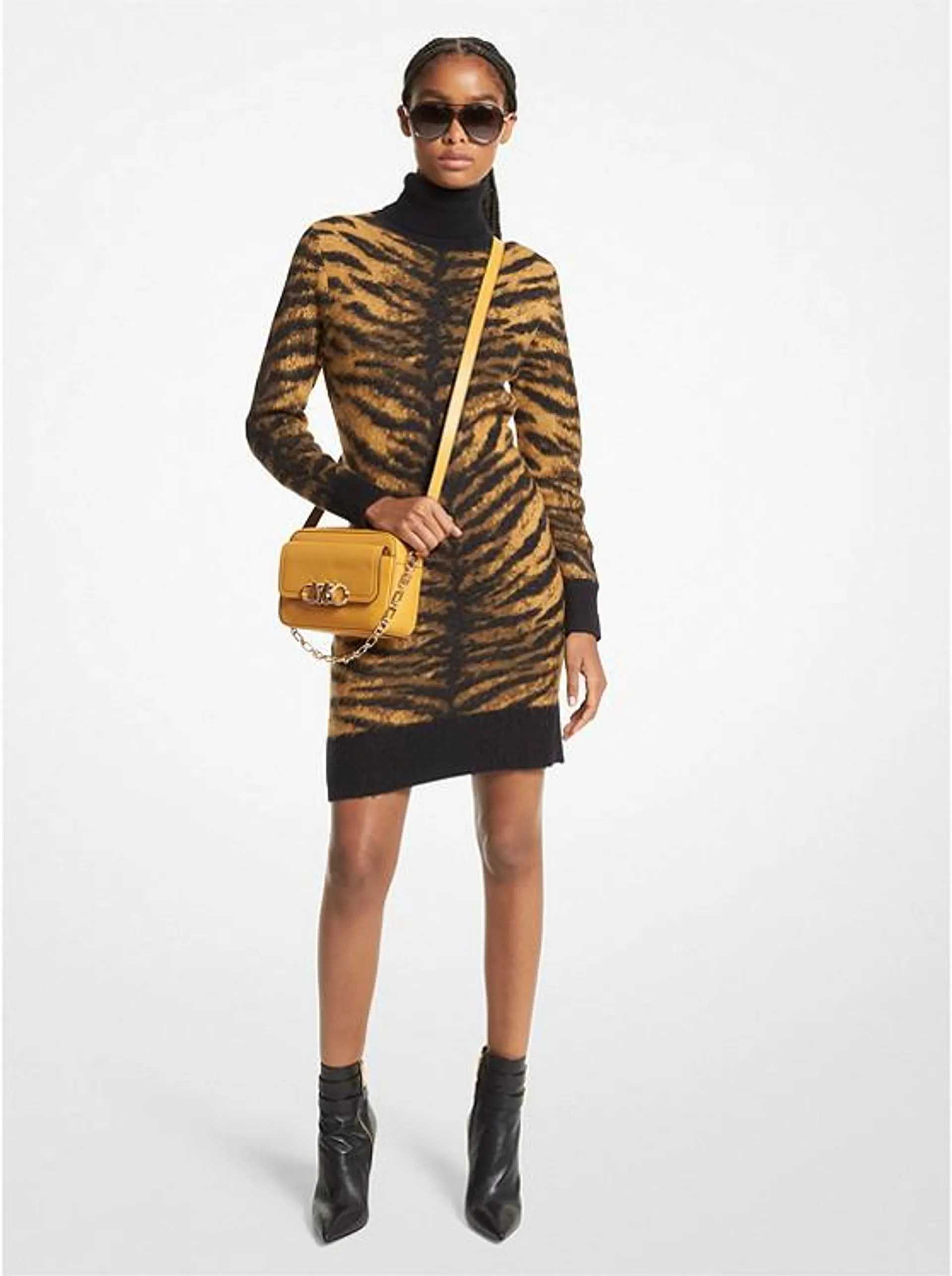 Brushed Tiger Jacquard Sweater Dress