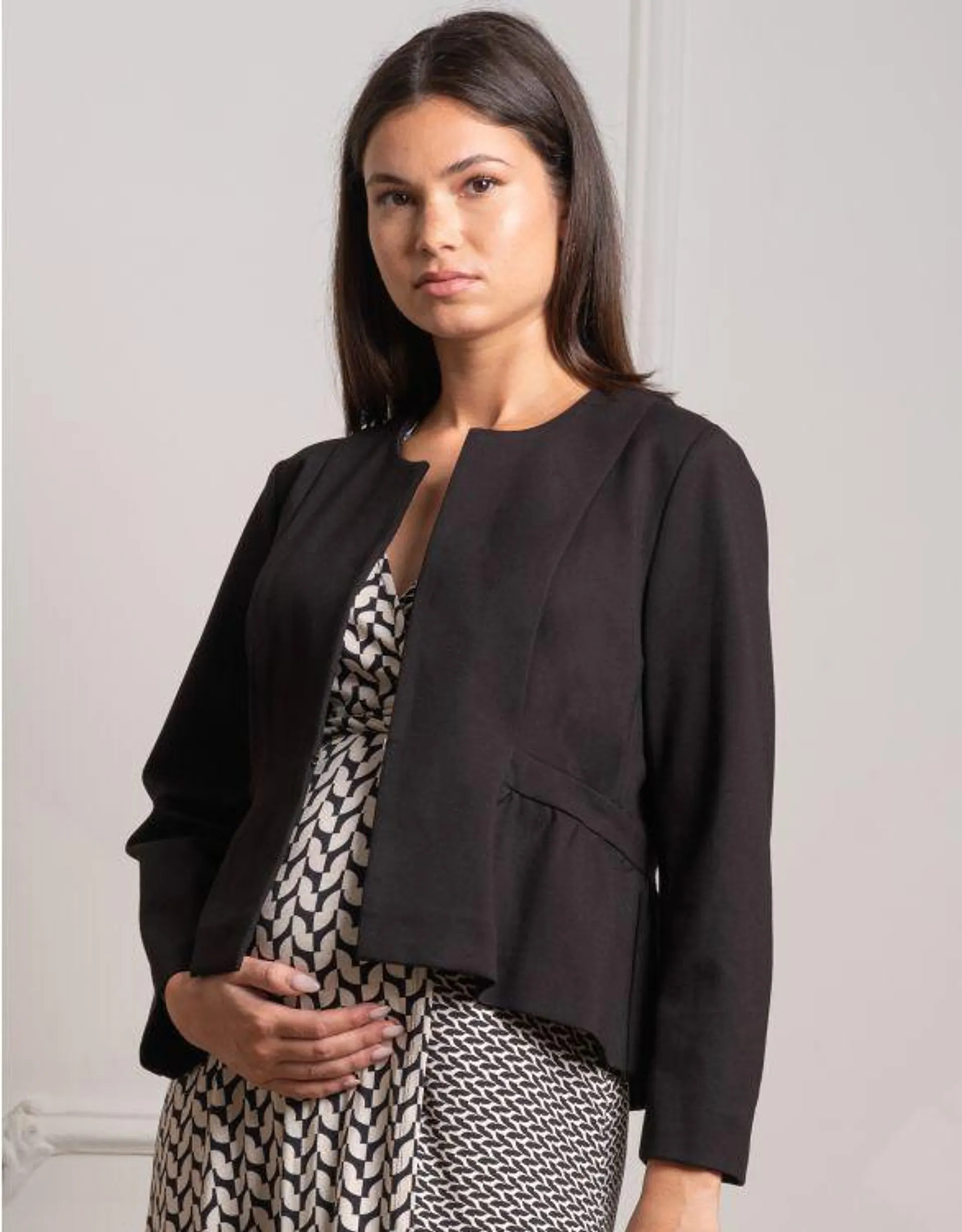 Black Peplum Maternity Jacket