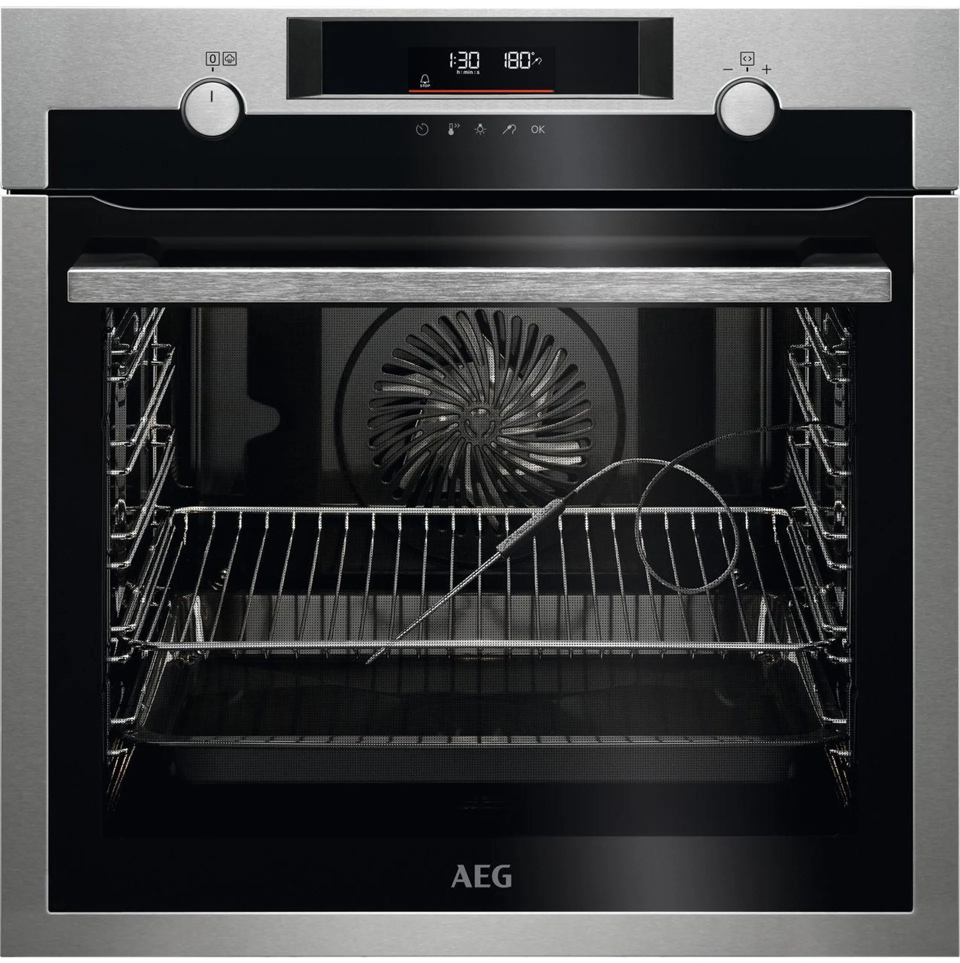 AEG Steambake BPE556060M Built In Electric Single Oven - Stainless Steel / Black - A+ Rated