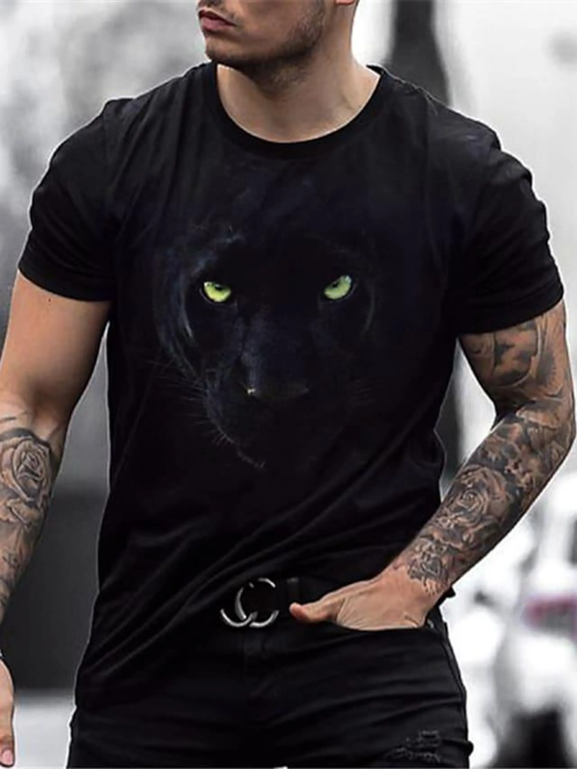 Men's T shirt Tee Shirt Tee Graphic Animal Crew Neck Green Blue Purple Yellow Brown 3D Print Plus Size Casual Daily Short Sleeve Clothing Apparel Basic Designer Slim Fit Big and Tall / Summer