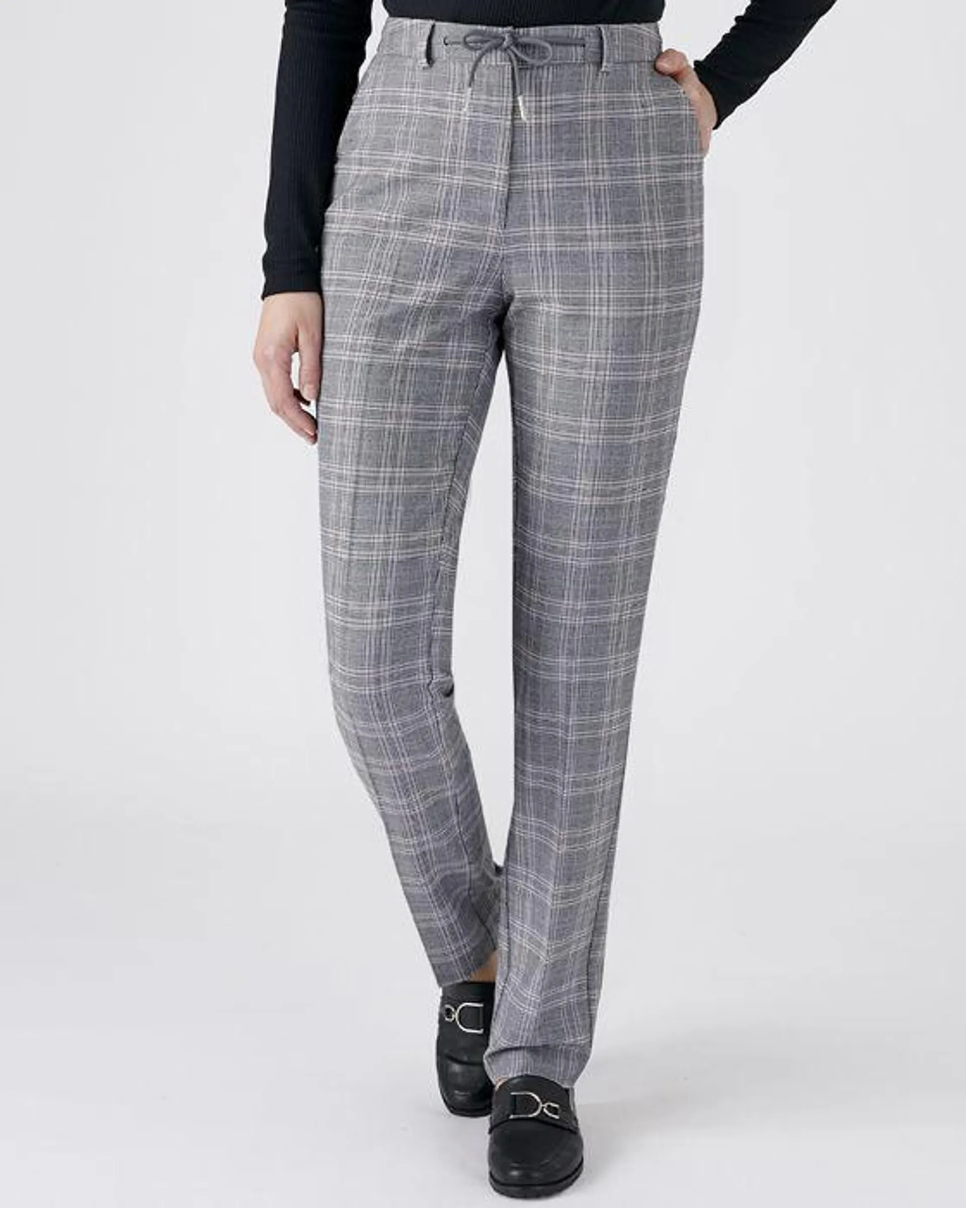 Tie-waist Detail Check Trousers