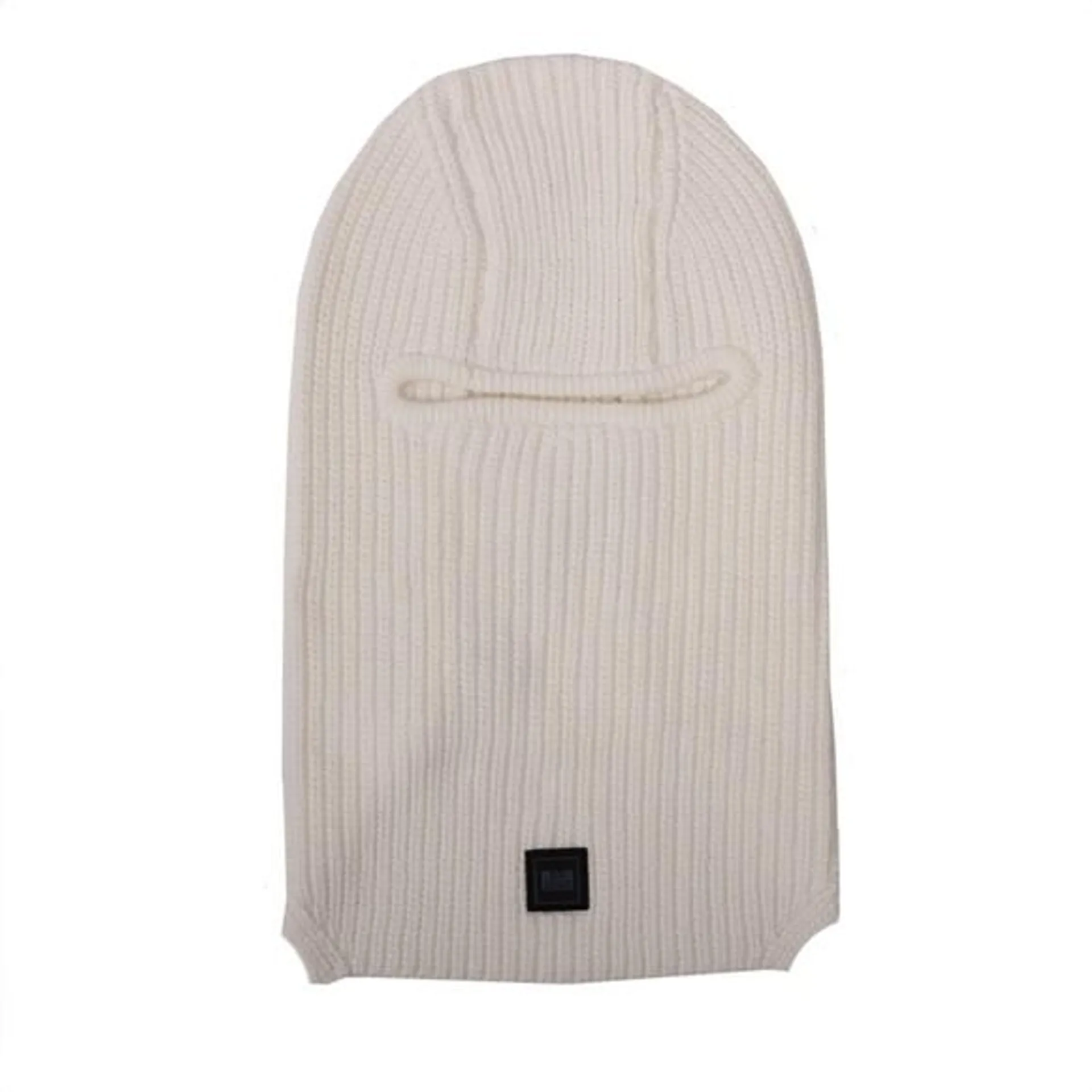 Mens White Oden Rib Knit Balaclava