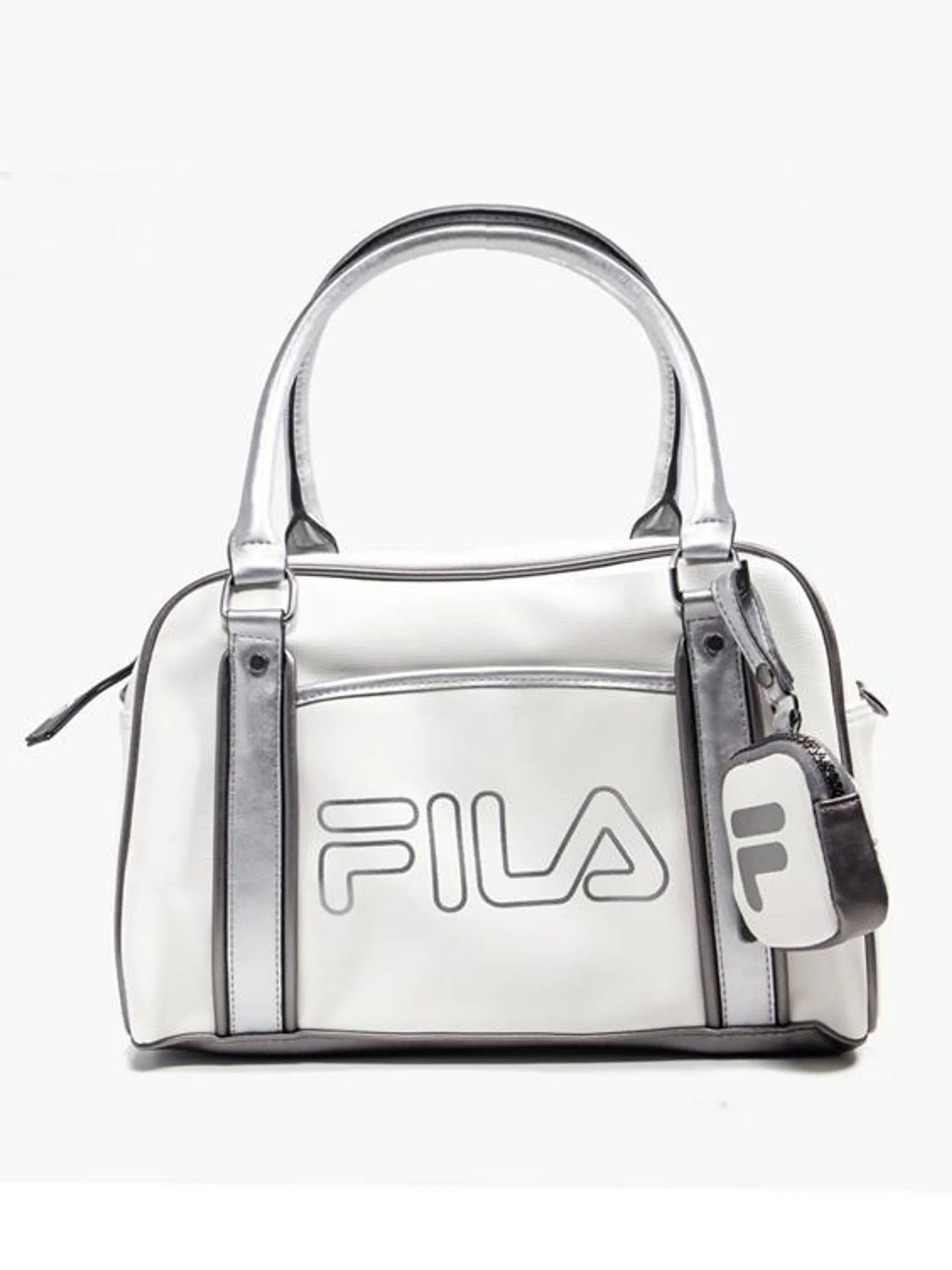White Fila Bag with Metallic Details and Adjustable Strap