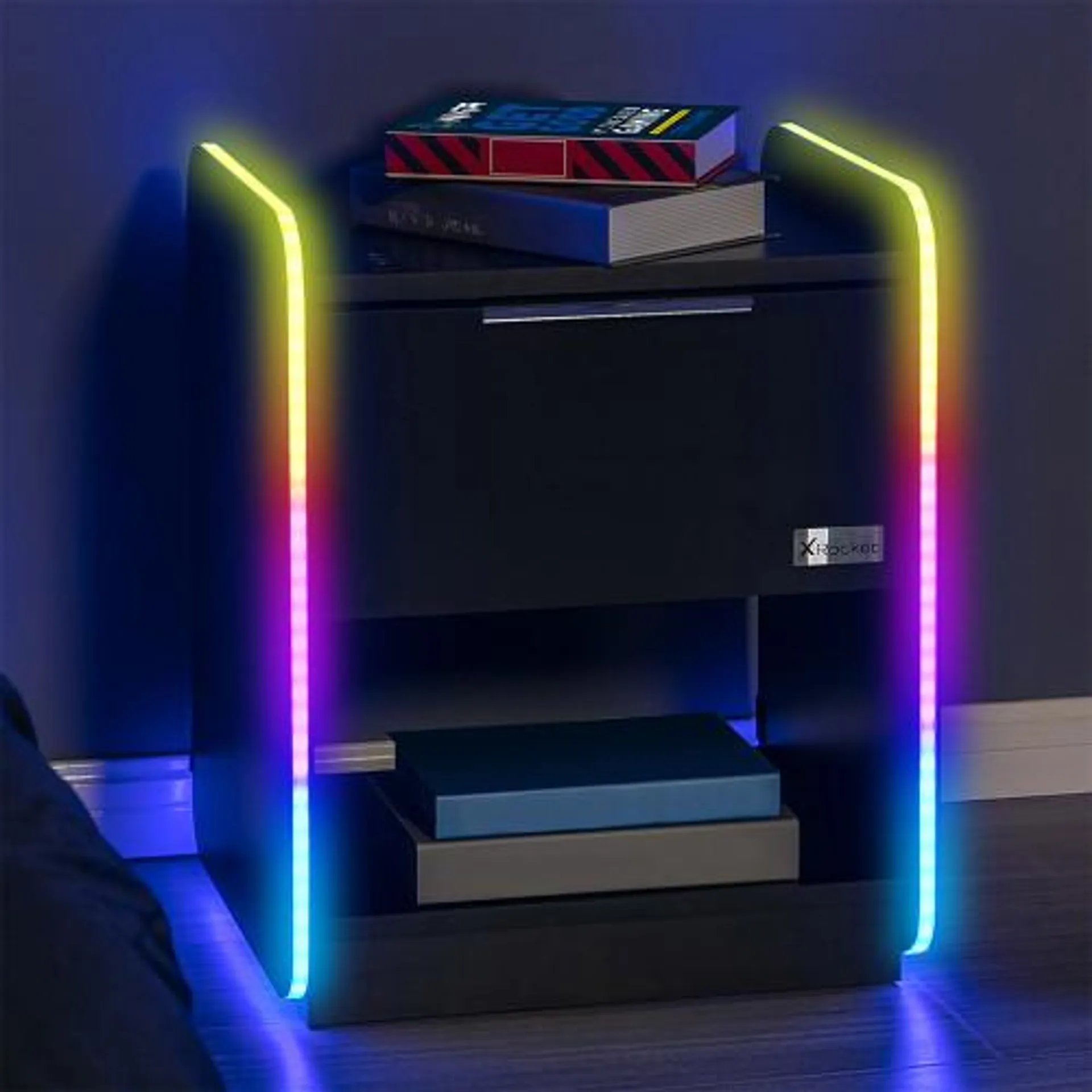 X Rocker Electra Bedside Table With Wireless Charging And Led Lights