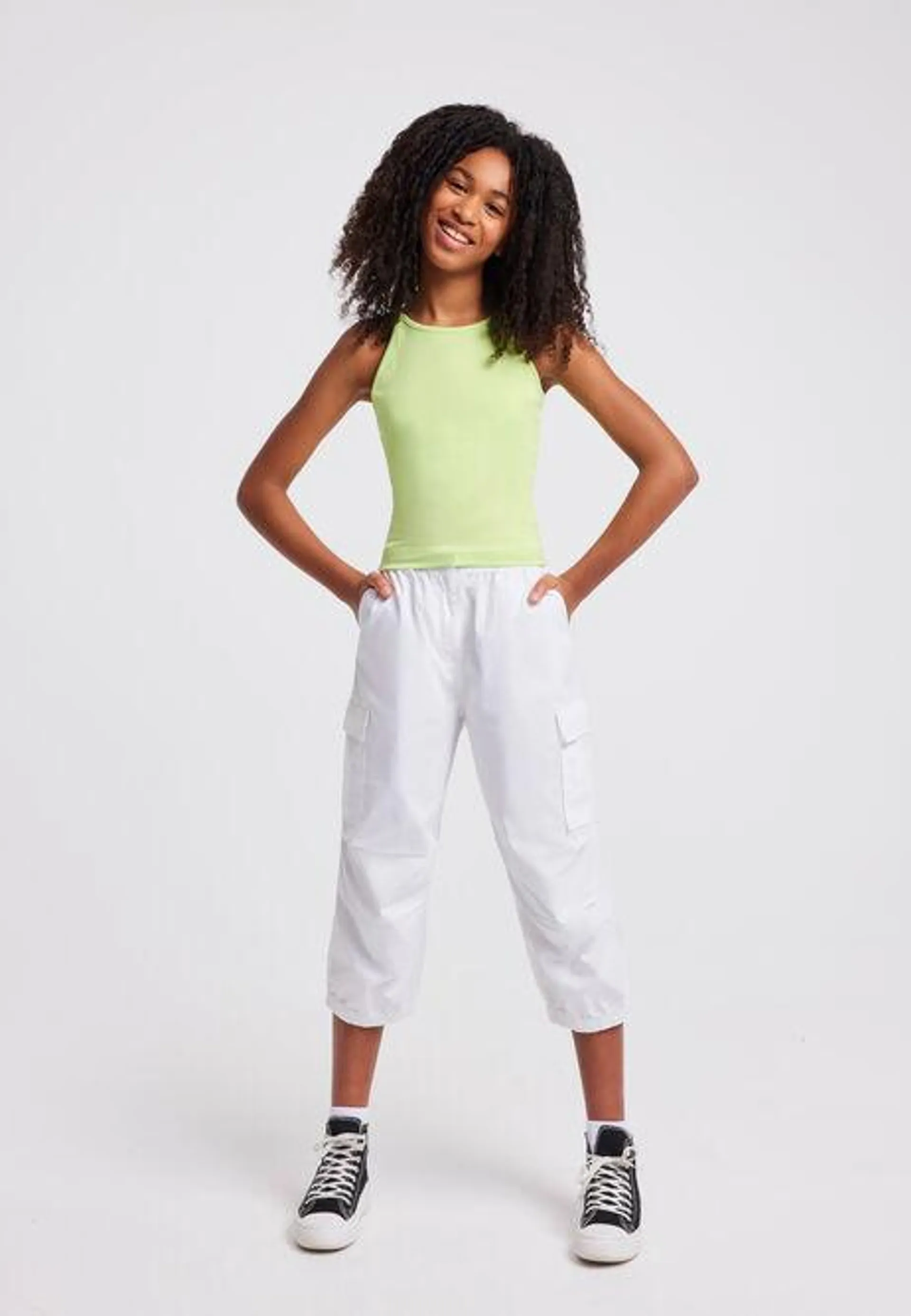 Older Girls Lime High Neck Top