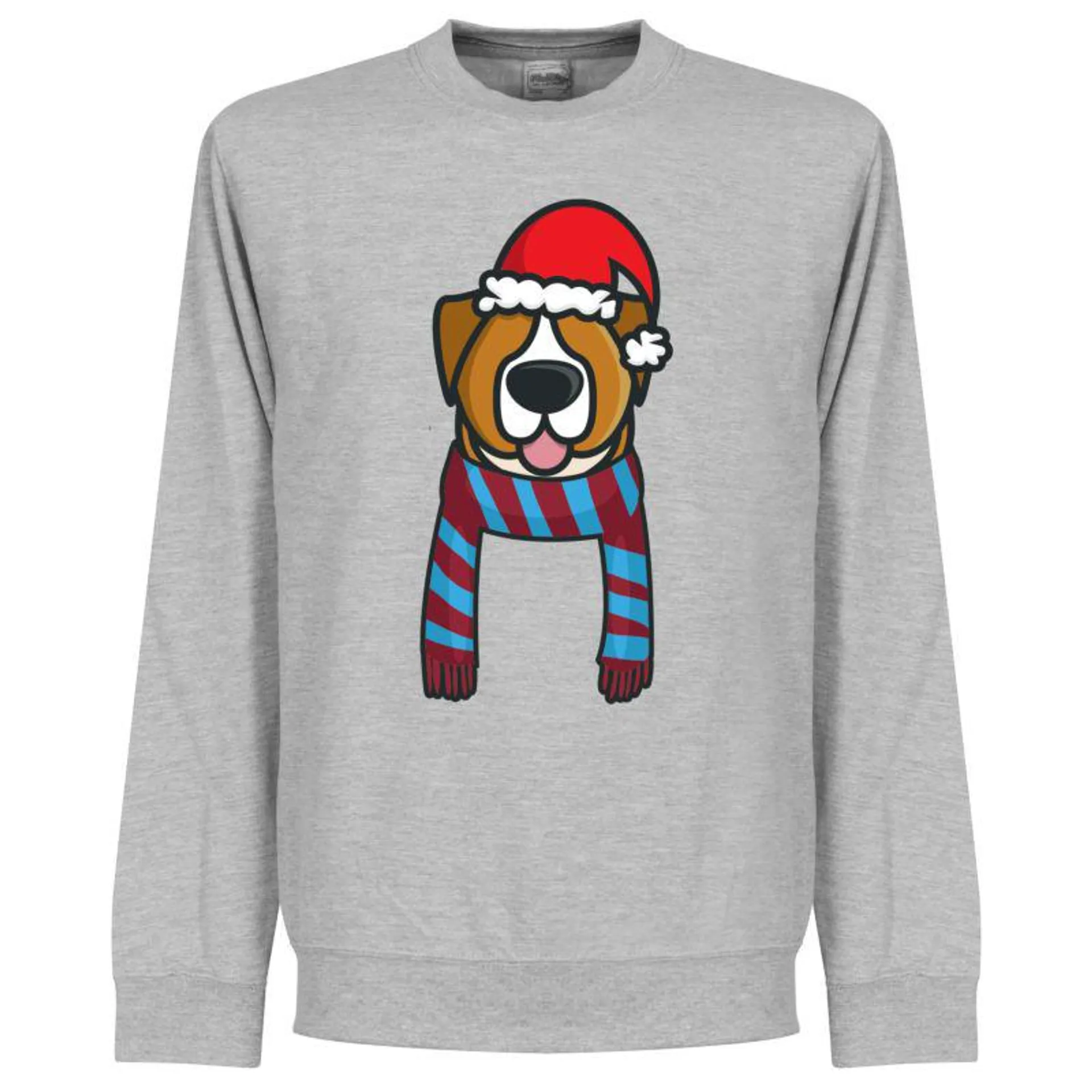 Christmas Dog Supporters Sweatshirt - Grey (Maroon/Sky Scarf)