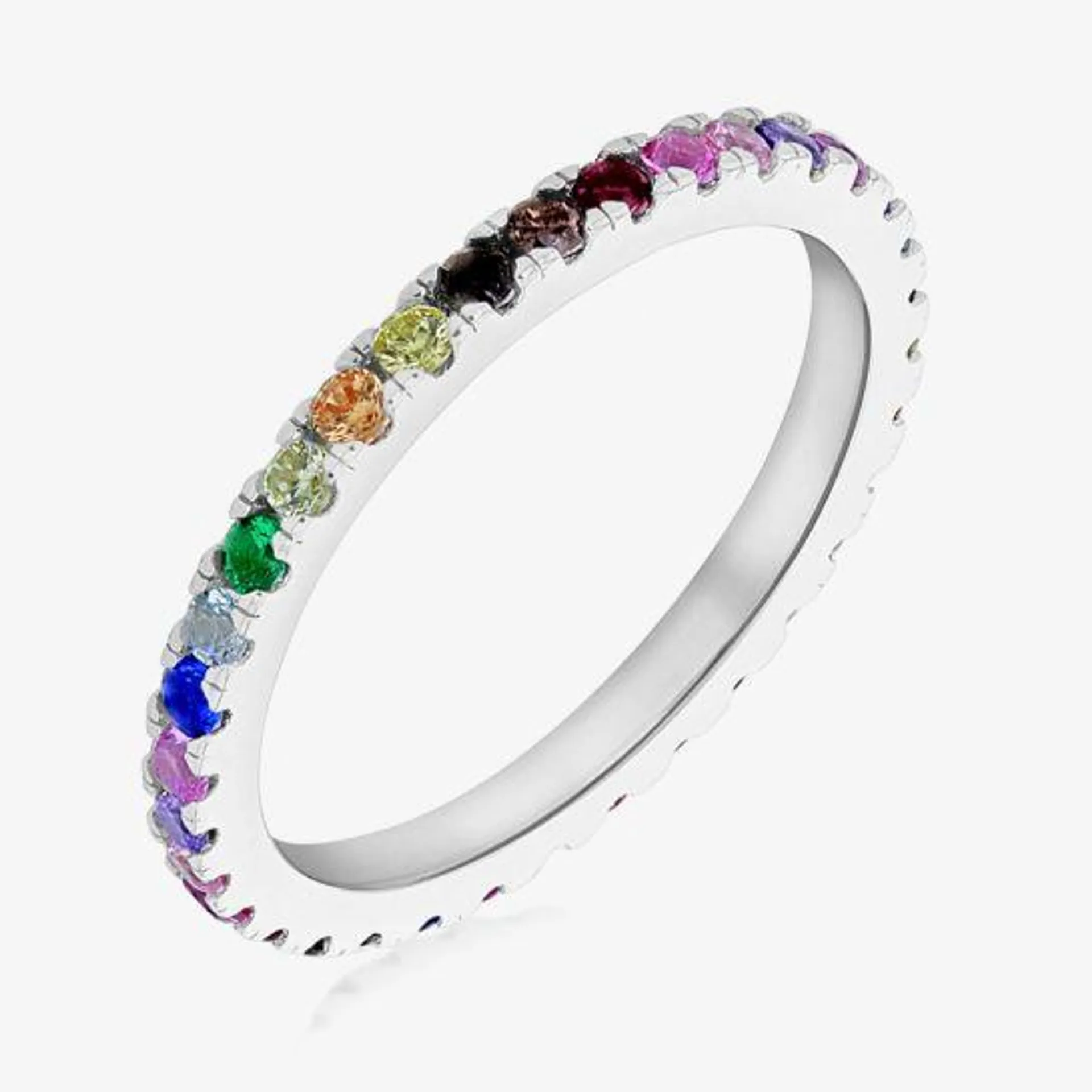 Sterling Silver Crystal Rainbow Eternity Ring 8.84.9841