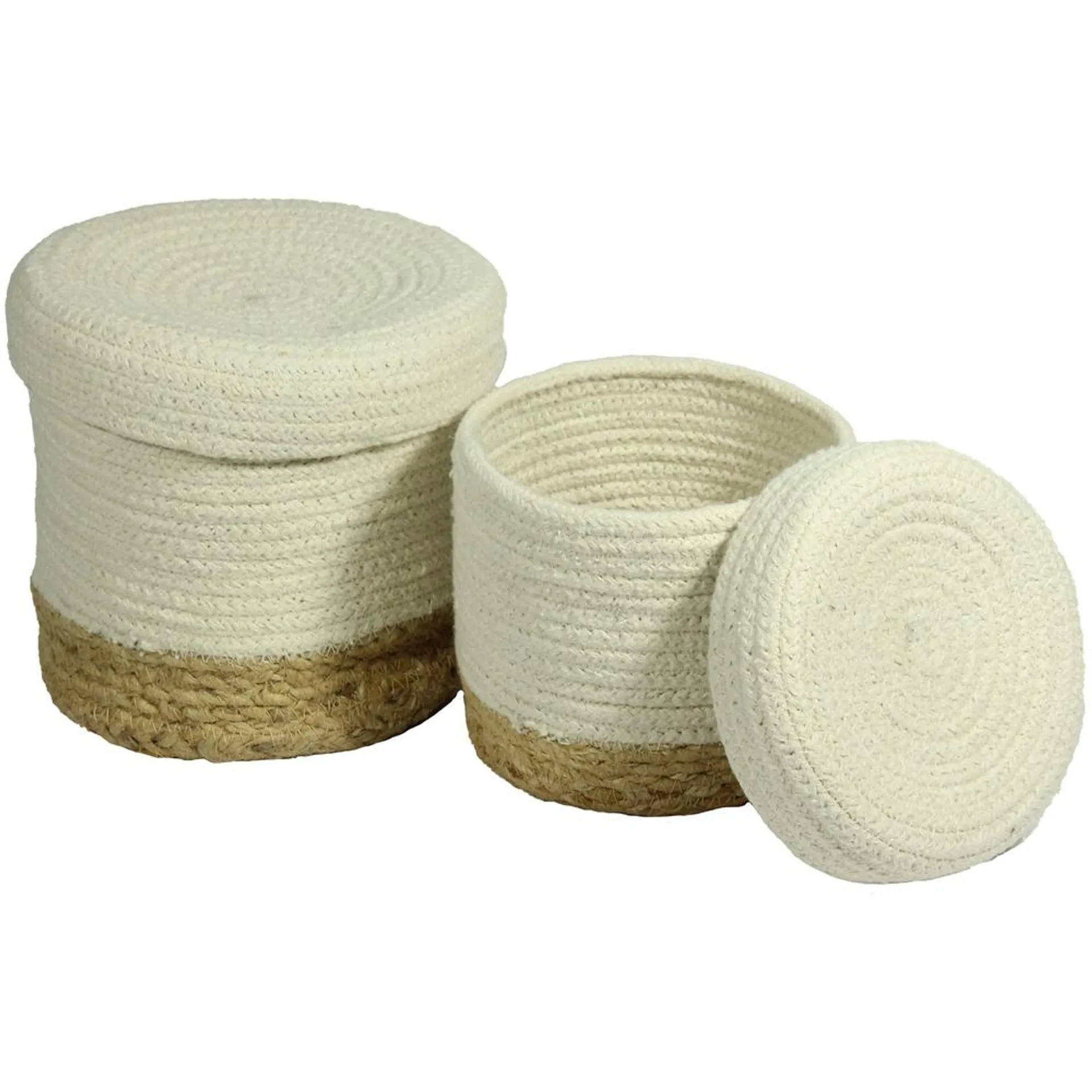 Balham Cream Jute Storage Basket with Lids Set of 2