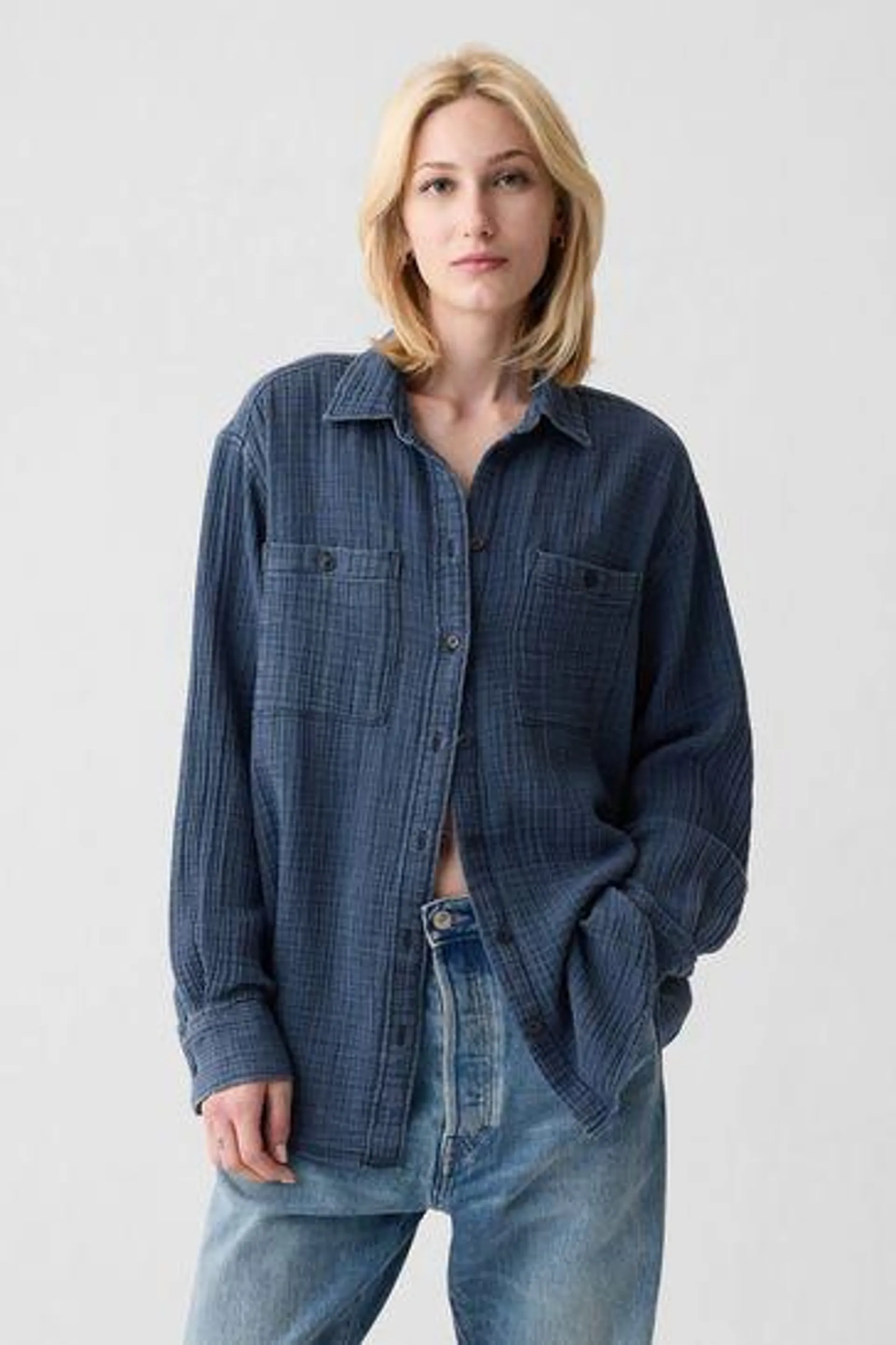 Crinkle Cotton Big Shirt