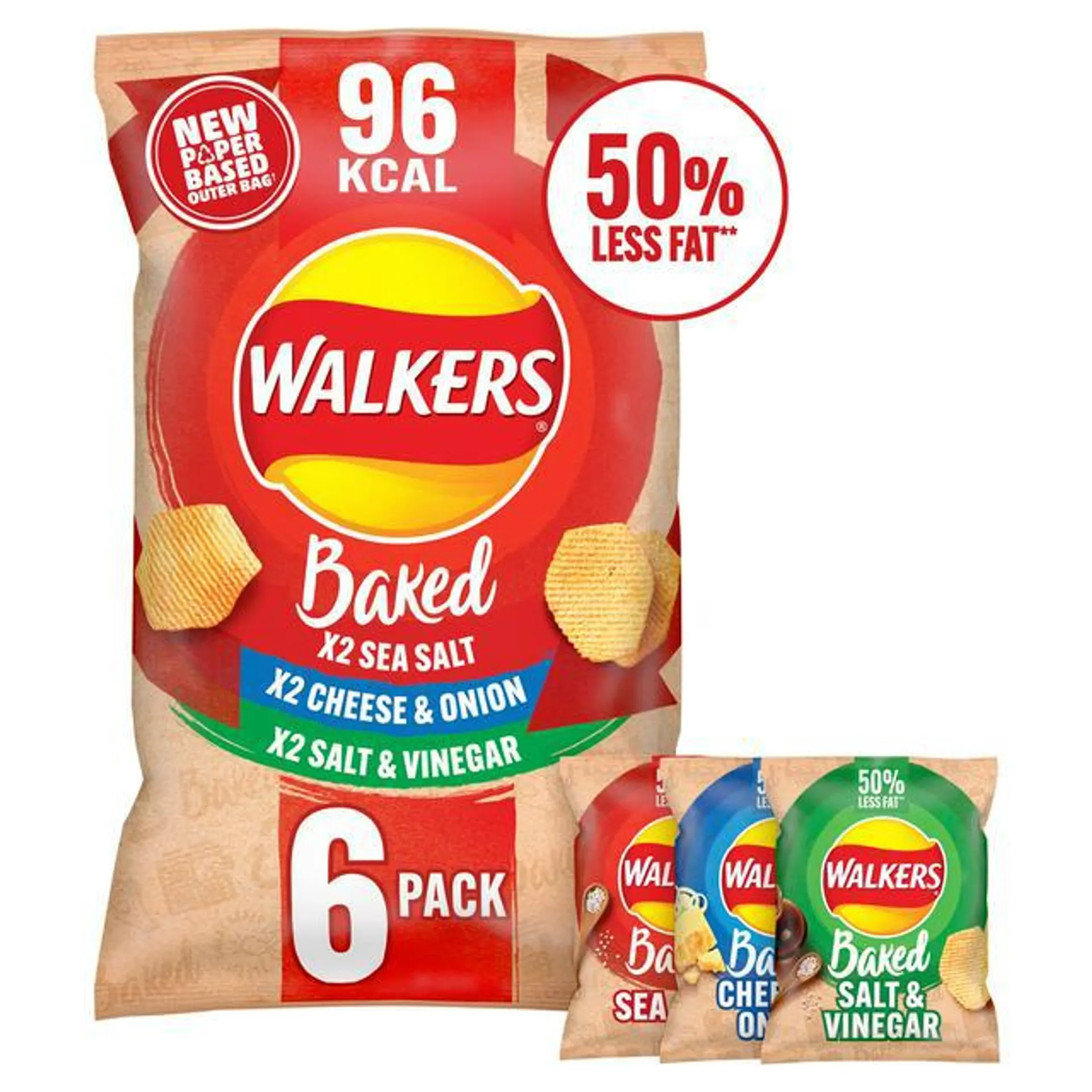 Walkers Baked Variety Multipack Crisps Snacks 6x22g