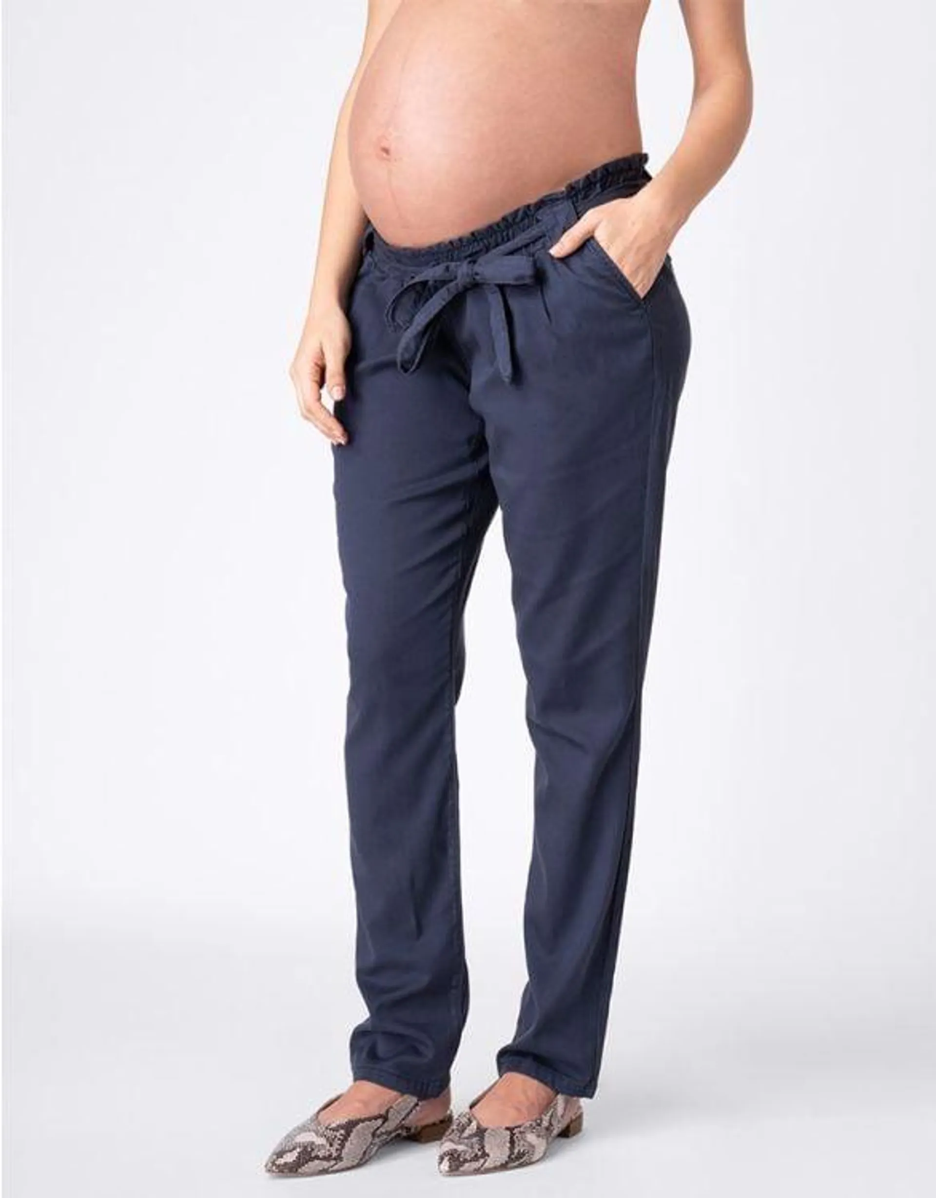 Cotton Blend Navy Blue Maternity Chinos