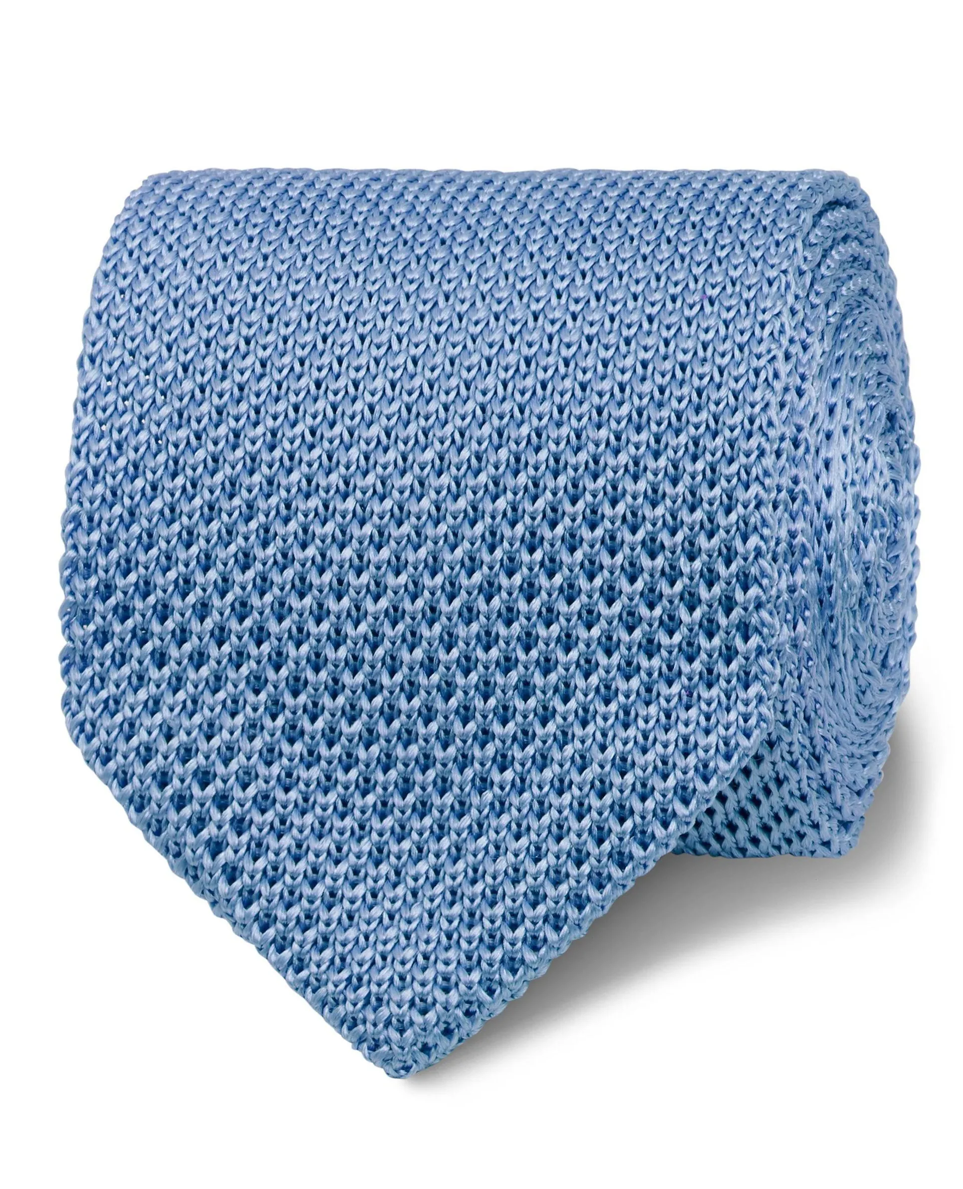 Knitted Slim Blue Silk Tie