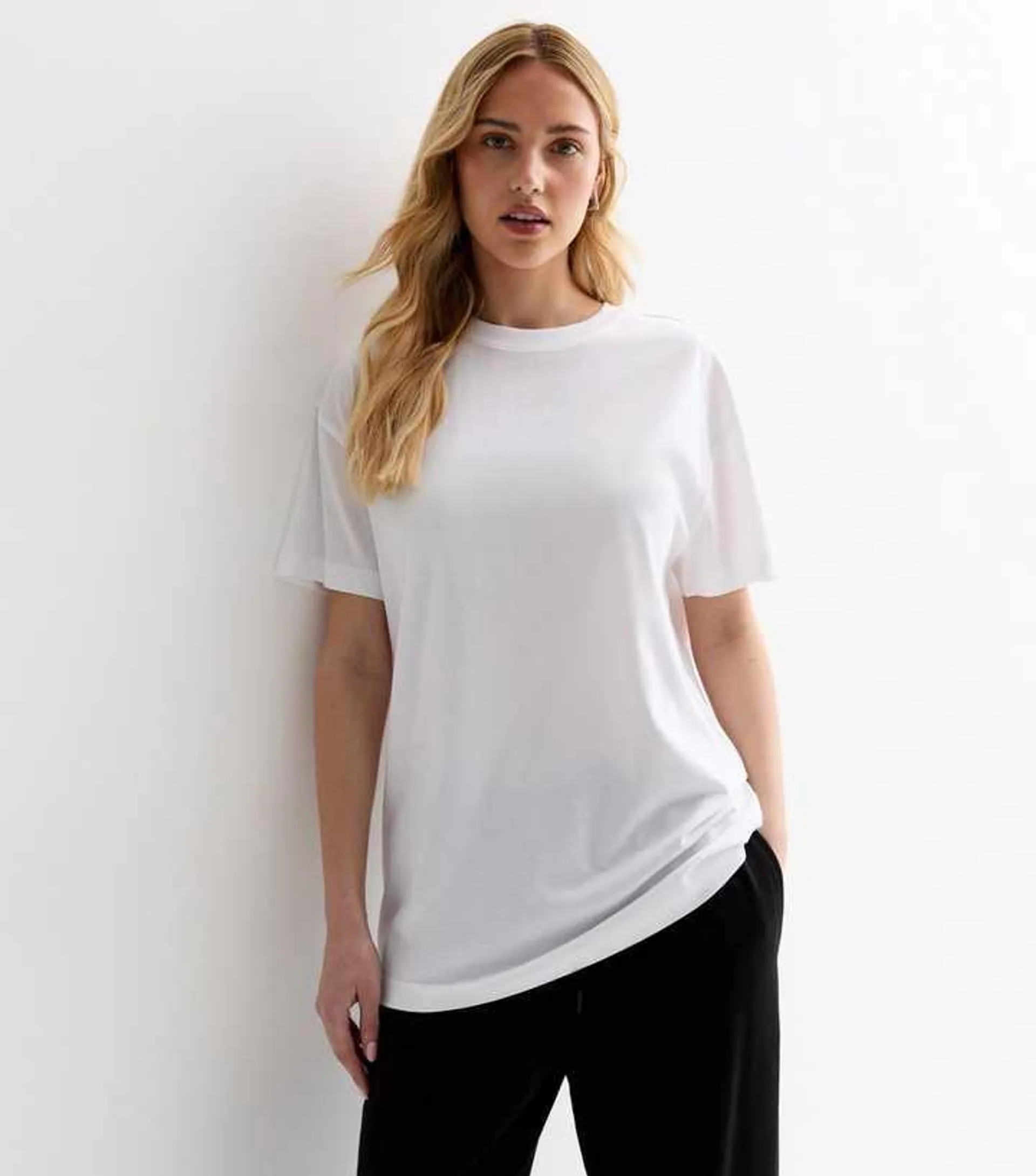 White Crew Neck Oversized T-Shirt