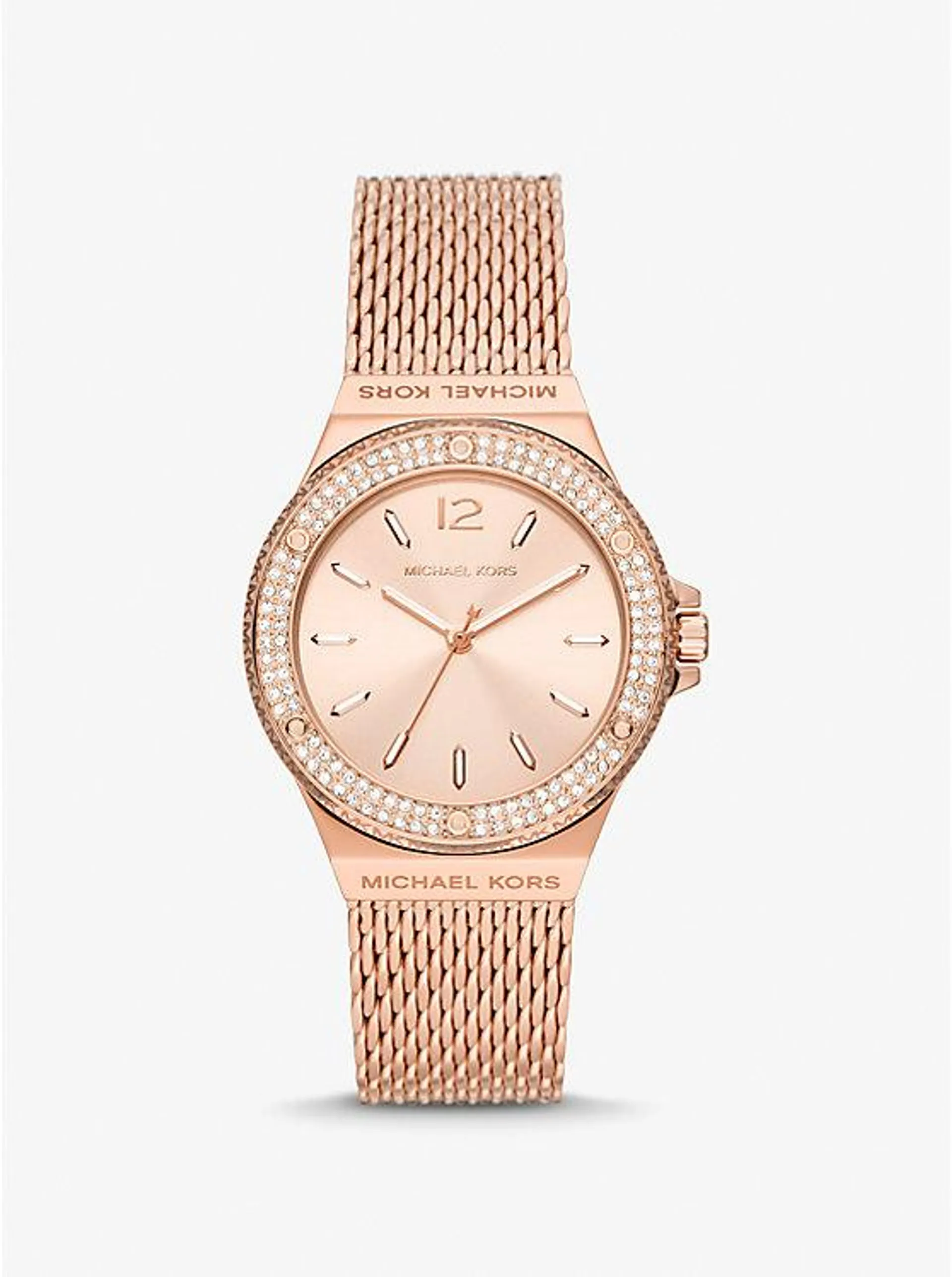 Lennox Pavé Rose Gold-Tone Mesh Watch