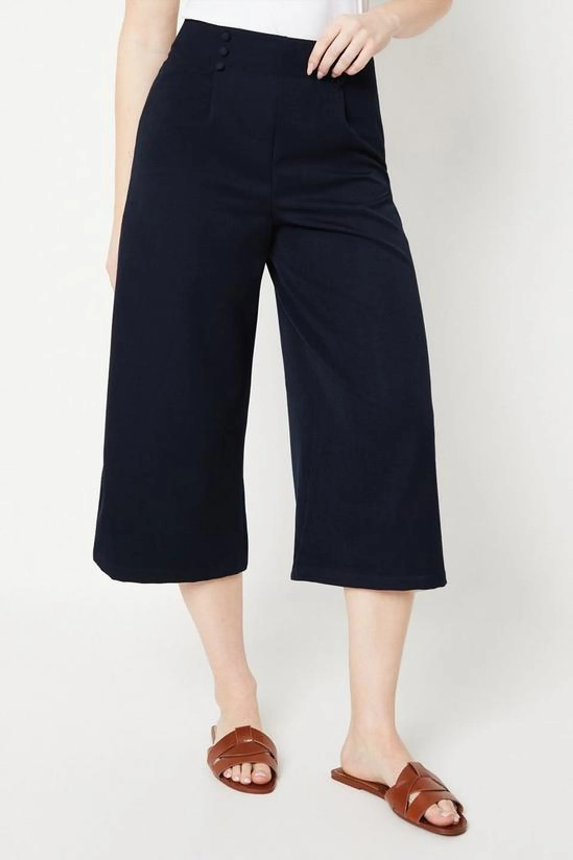 Button Front Culotte Trouser