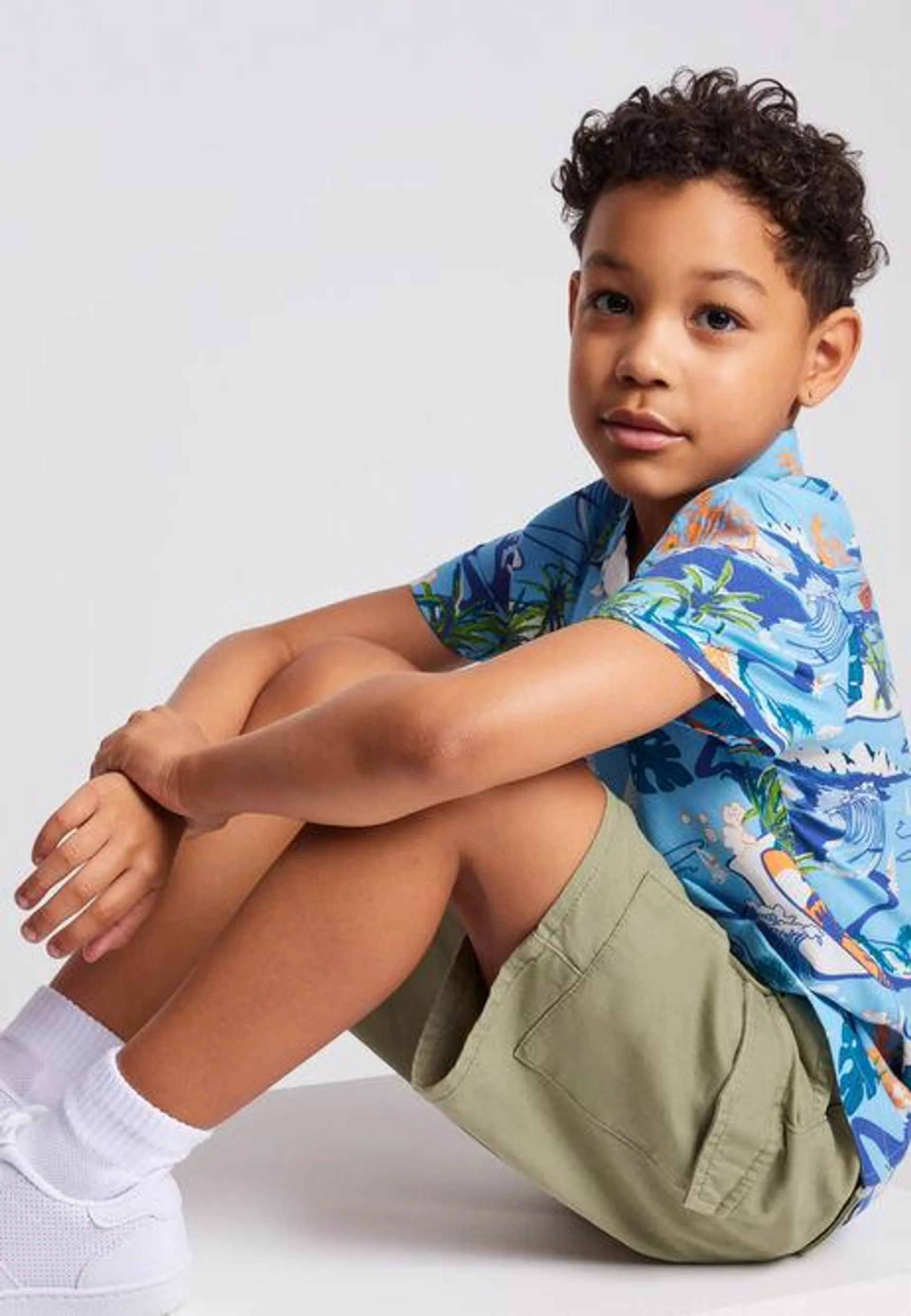 Younger Boys Turquoise Hawaiian Shirt