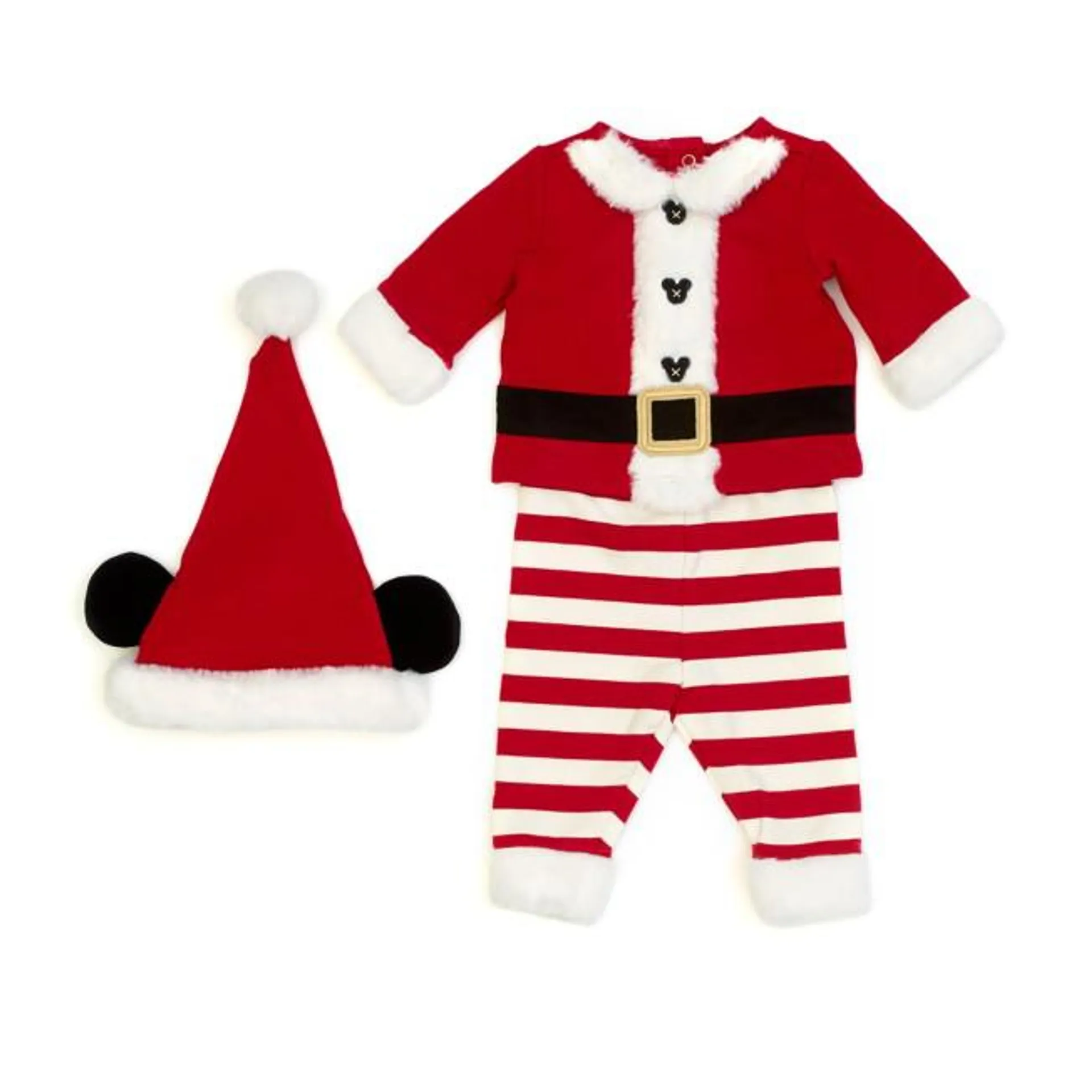 Disney Store Mickey Mouse Vintage Christmas Baby Santa Outfit Set