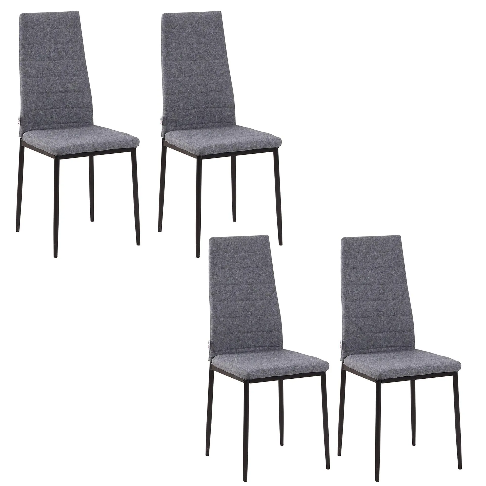 HOMCOM Dining Chairs Upholstered Fabric Accent Chairs with Metal Legs, Set of 4