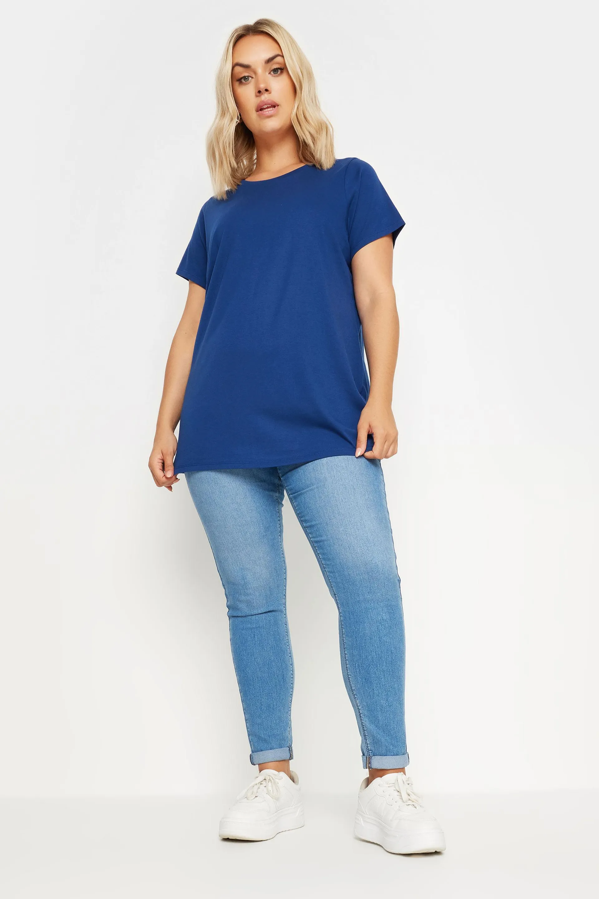 YOURS Curve Blue Short Sleeve T-Shirt