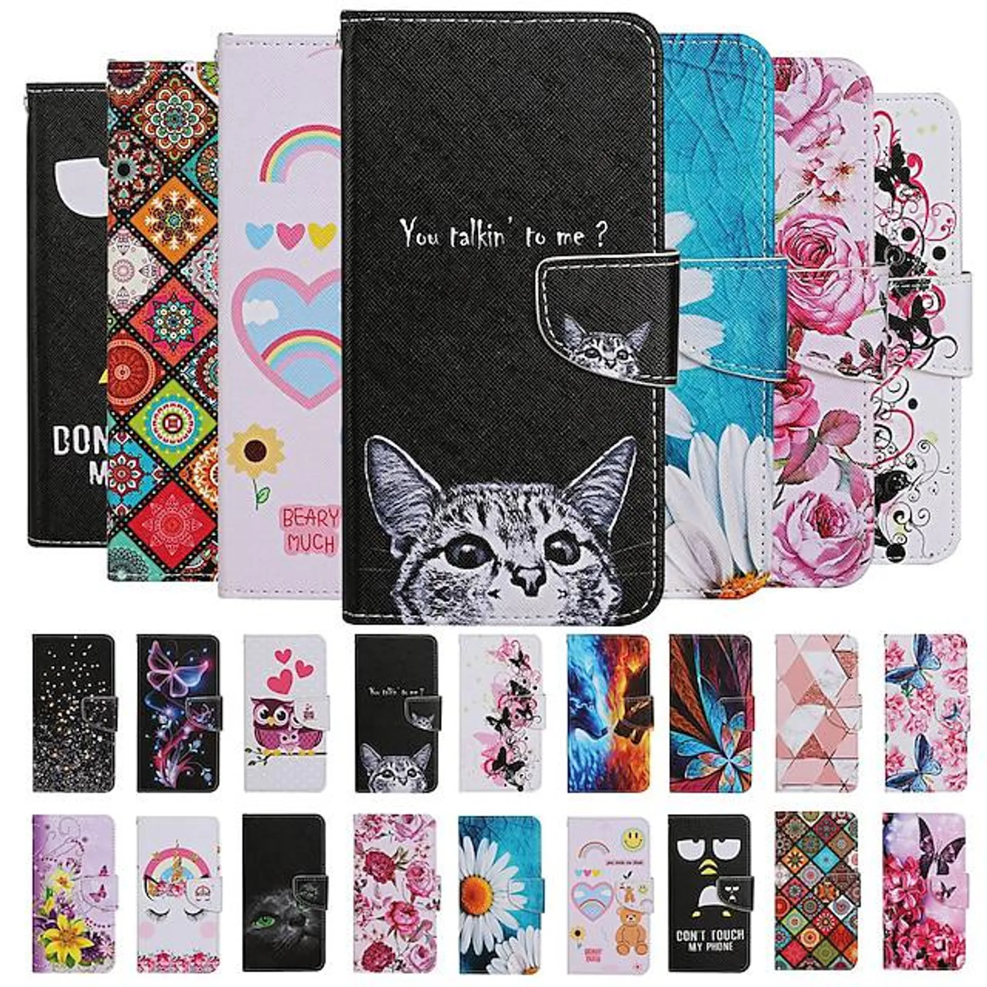Phone Case For Apple Wallet Case iPhone 14 Pro Max 14 Plus 13 12 11 Pro Max X XR XS Wallet Card Holder Flip Animal Cartoon Flower / Floral TPU PU Leather