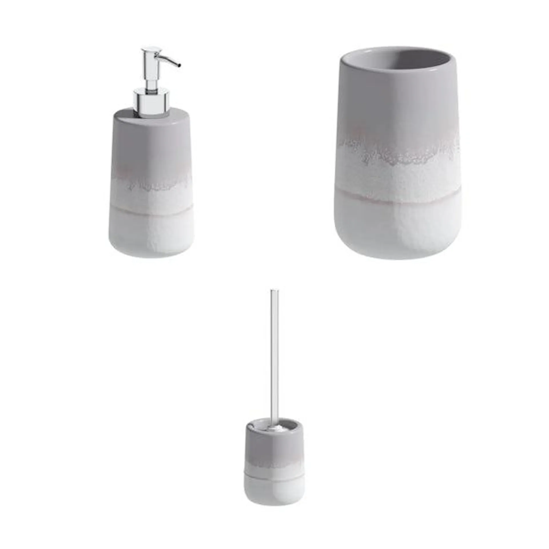 Accents Marloes grey ombre ceramic 3 piece bathroom set
