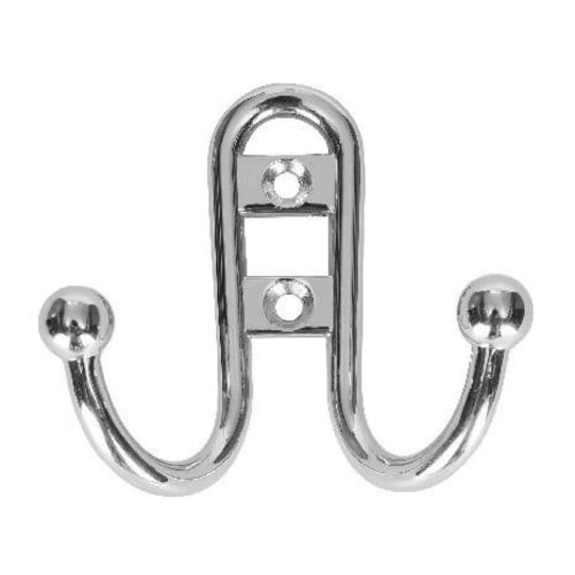 Wickes 2 Pronged Hat & Coat Hook Ball End - Chrome