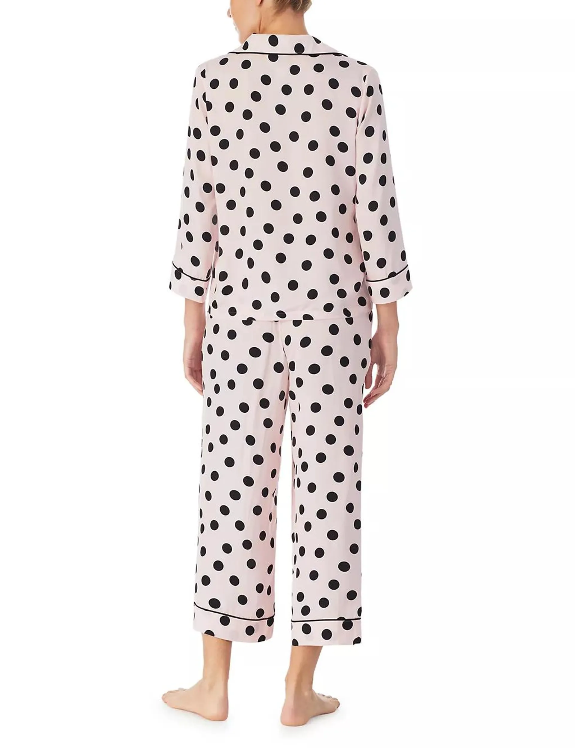 Satin Polka Dot Cropped Pyjama Set