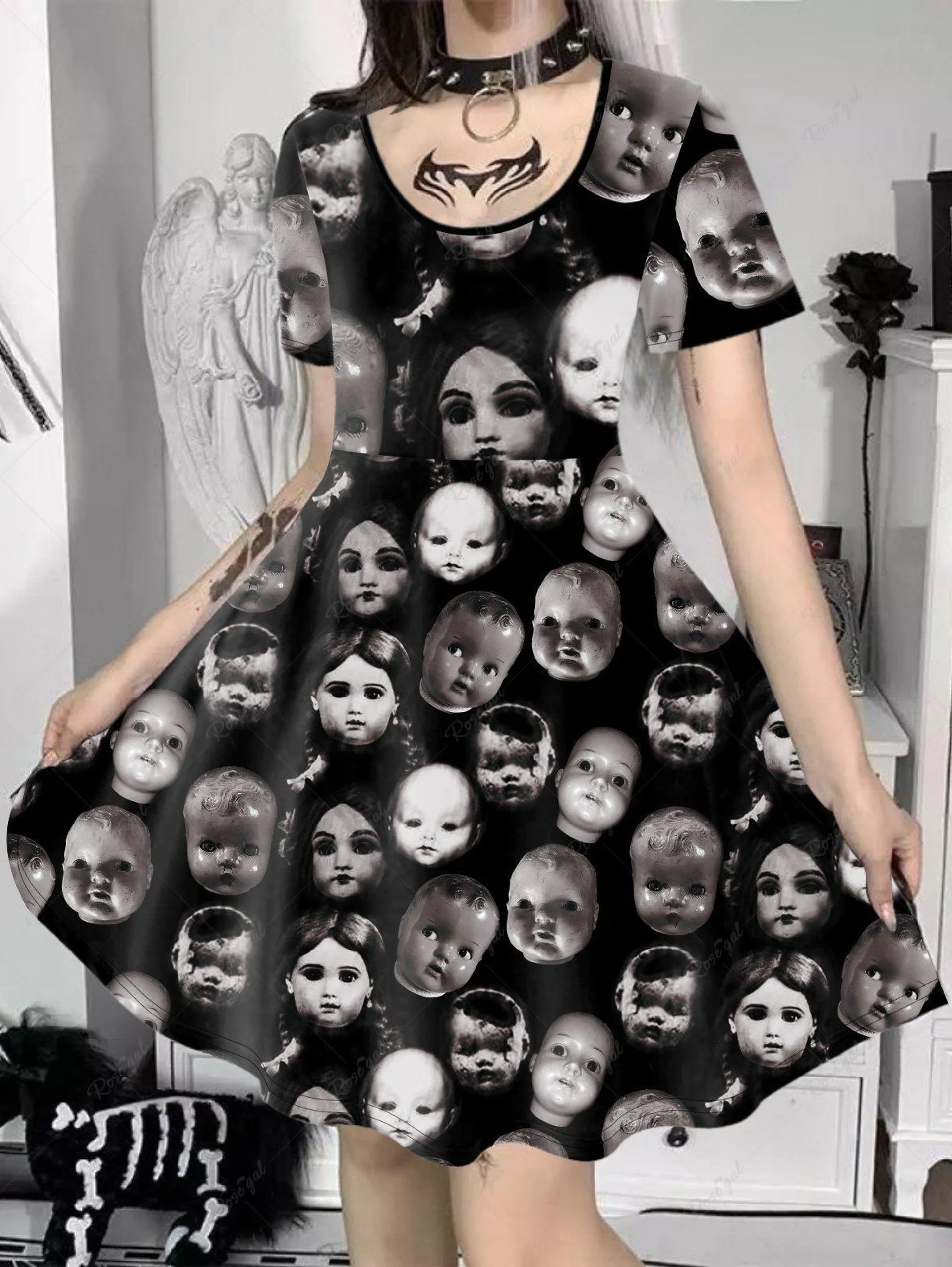 Gothic Scary Baby Print A Line T-shirt Dress - 2x | Us 18-20