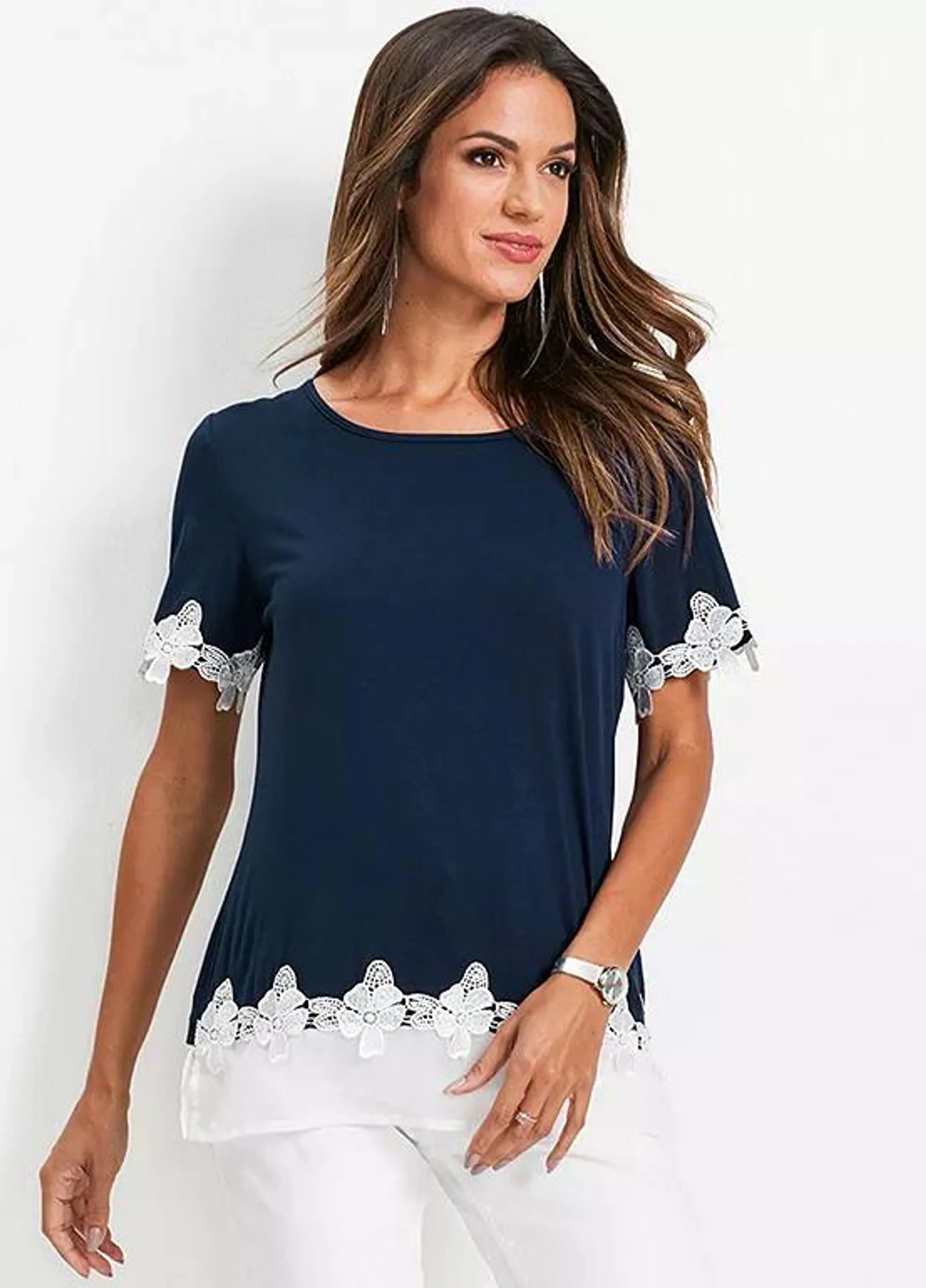 bonprix Lace Trim T-Shirt