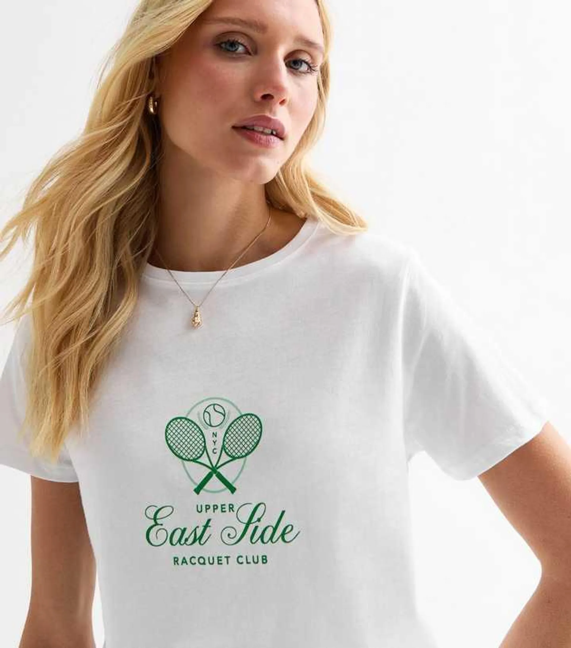 White Cotton East Side-Print T-Shirt