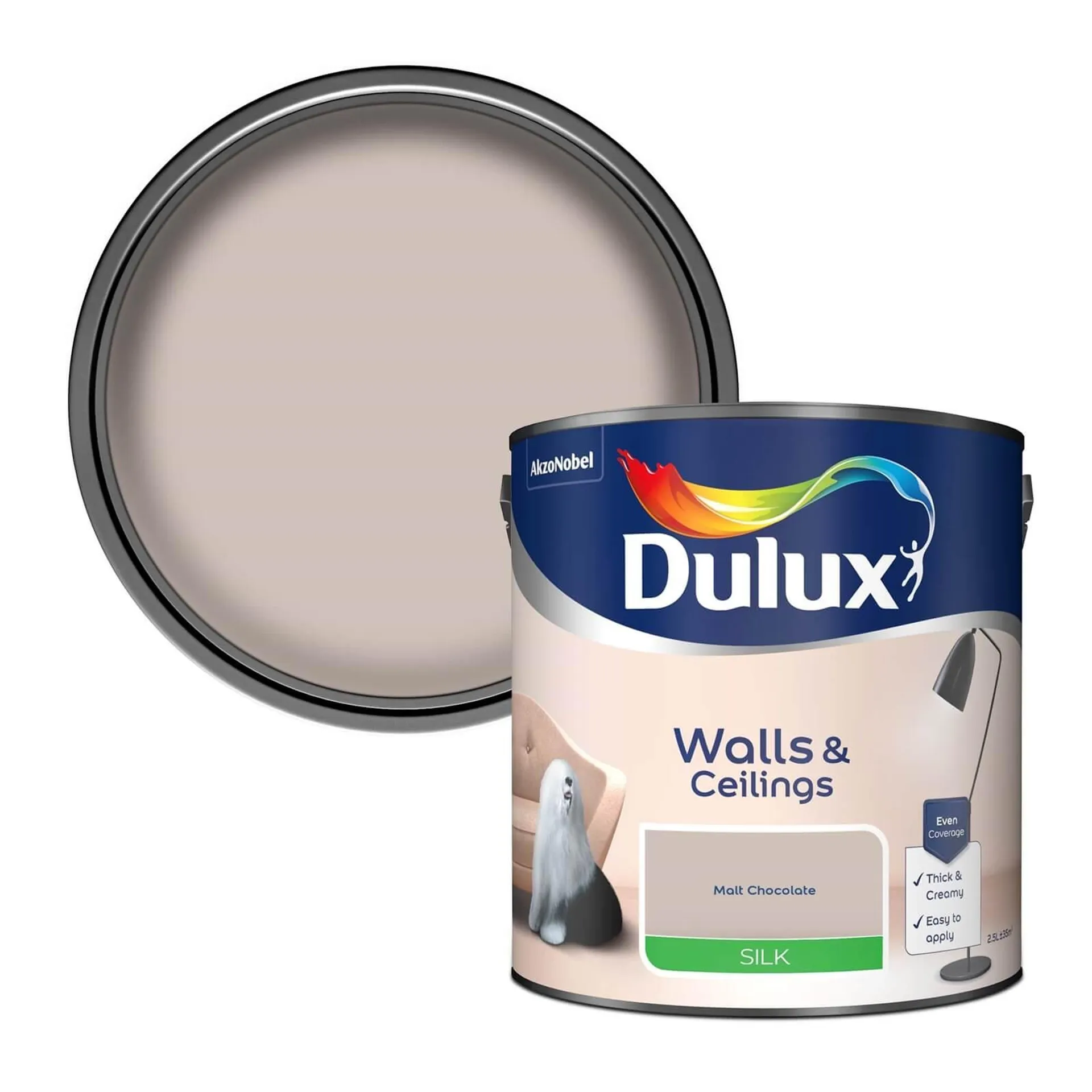 Dulux Silk Emulsion Paint Malt Chocolate - 2.5L