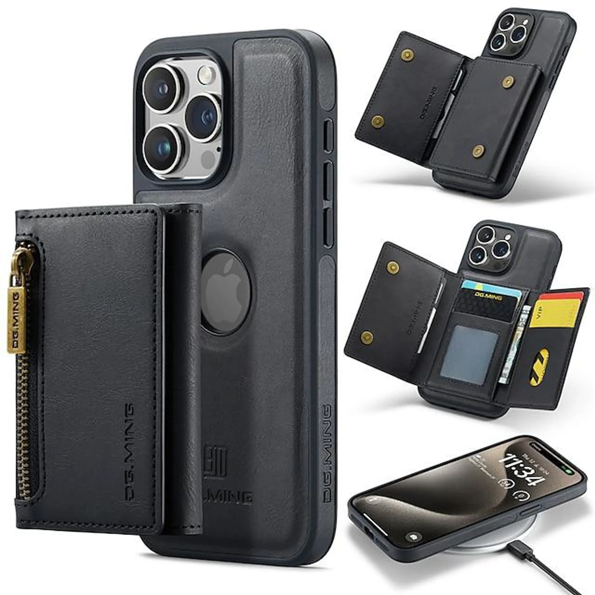 Phone Case For iPhone 15 Pro Max Plus iPhone 14 13 12 11 Pro Max Plus Back Cover Wallet Case With Magsafe with Stand Holder Magnetic Zipper Retro TPU PU Leather