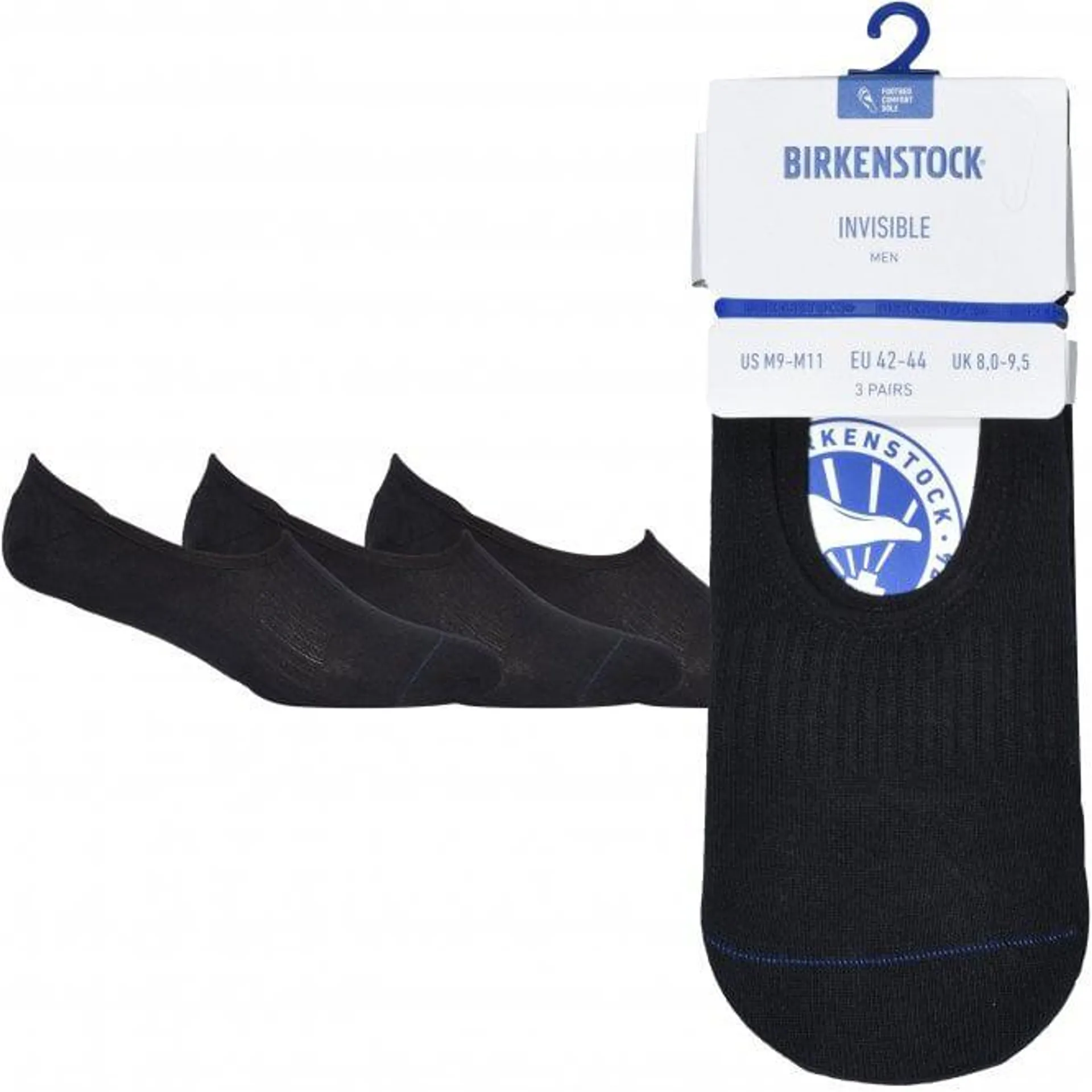 Birkenstock 3-Pack Organic Cotton Sole Invisible Socks, Black
