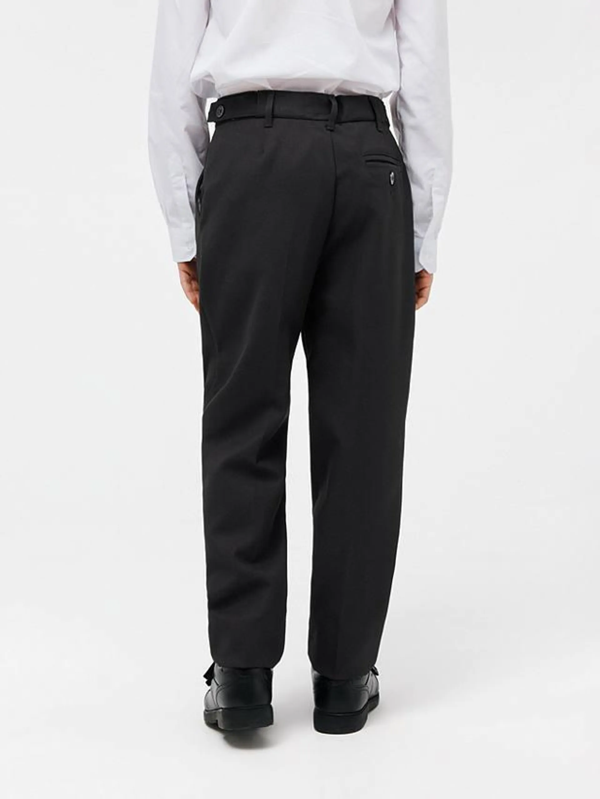 Boys' Adjustable Waist Tailored School Trousers, Black