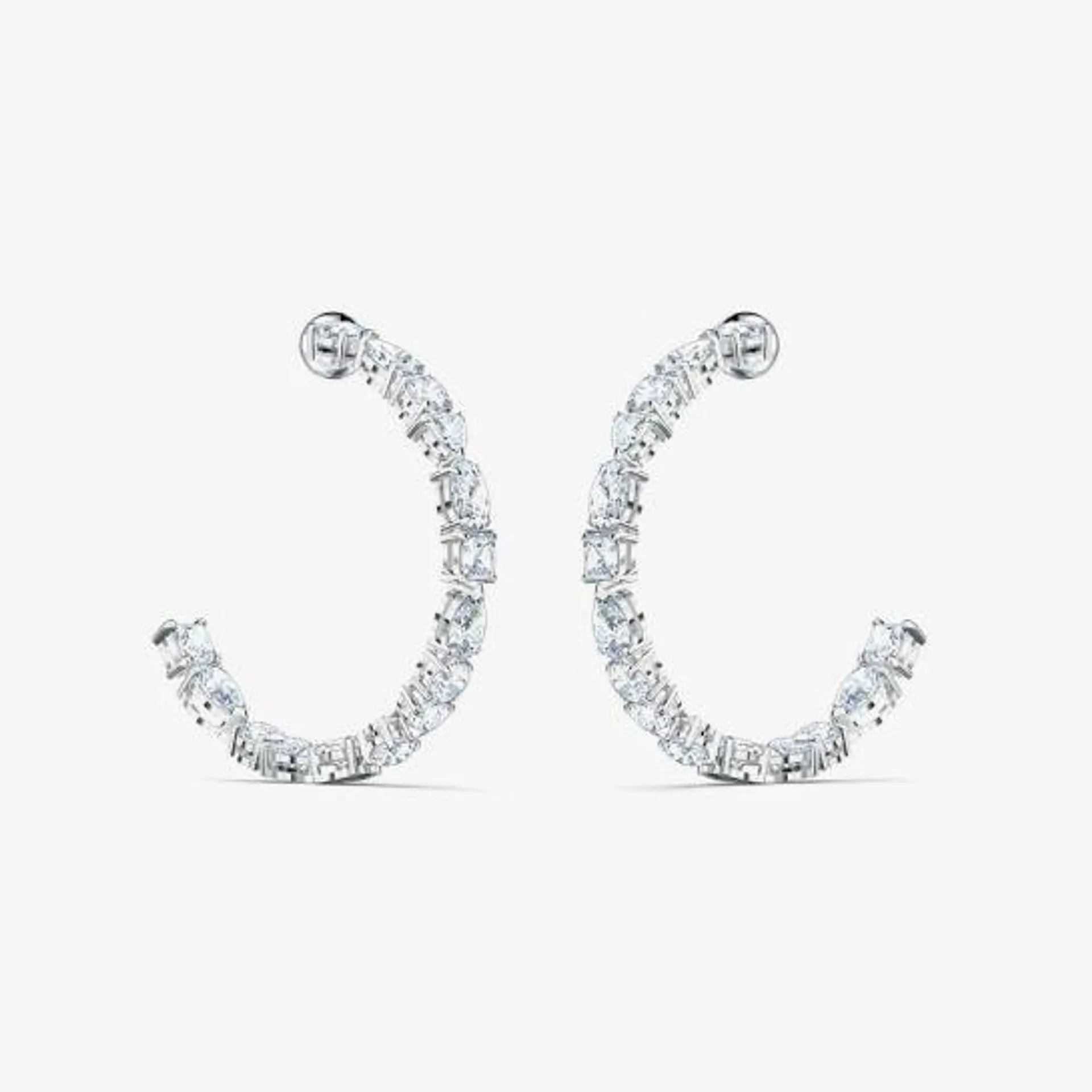 Tennis Deluxe White Crystal Hoop Earrings
