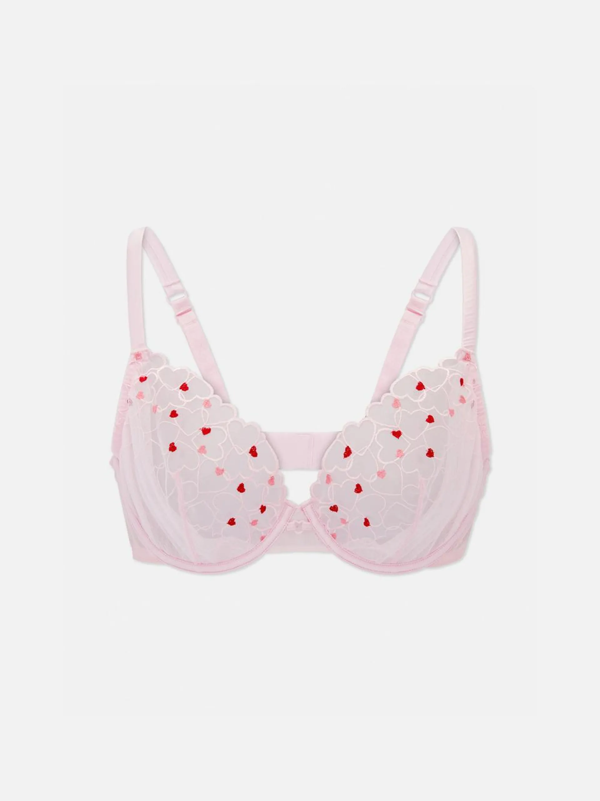 D-H Embroidered Heart Bra