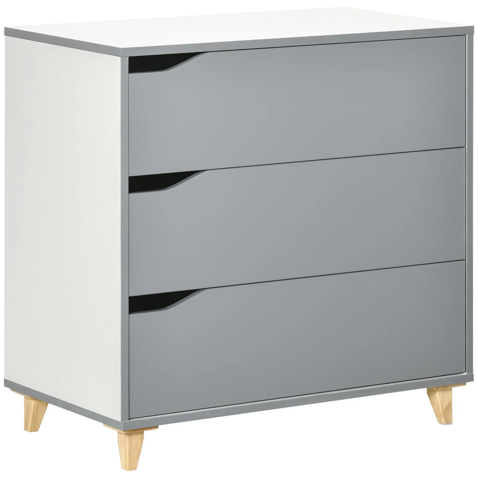 HOMCOM Chest of Drawers, 3 Drawer Unit Storage Organiser for Bedroom, Grey