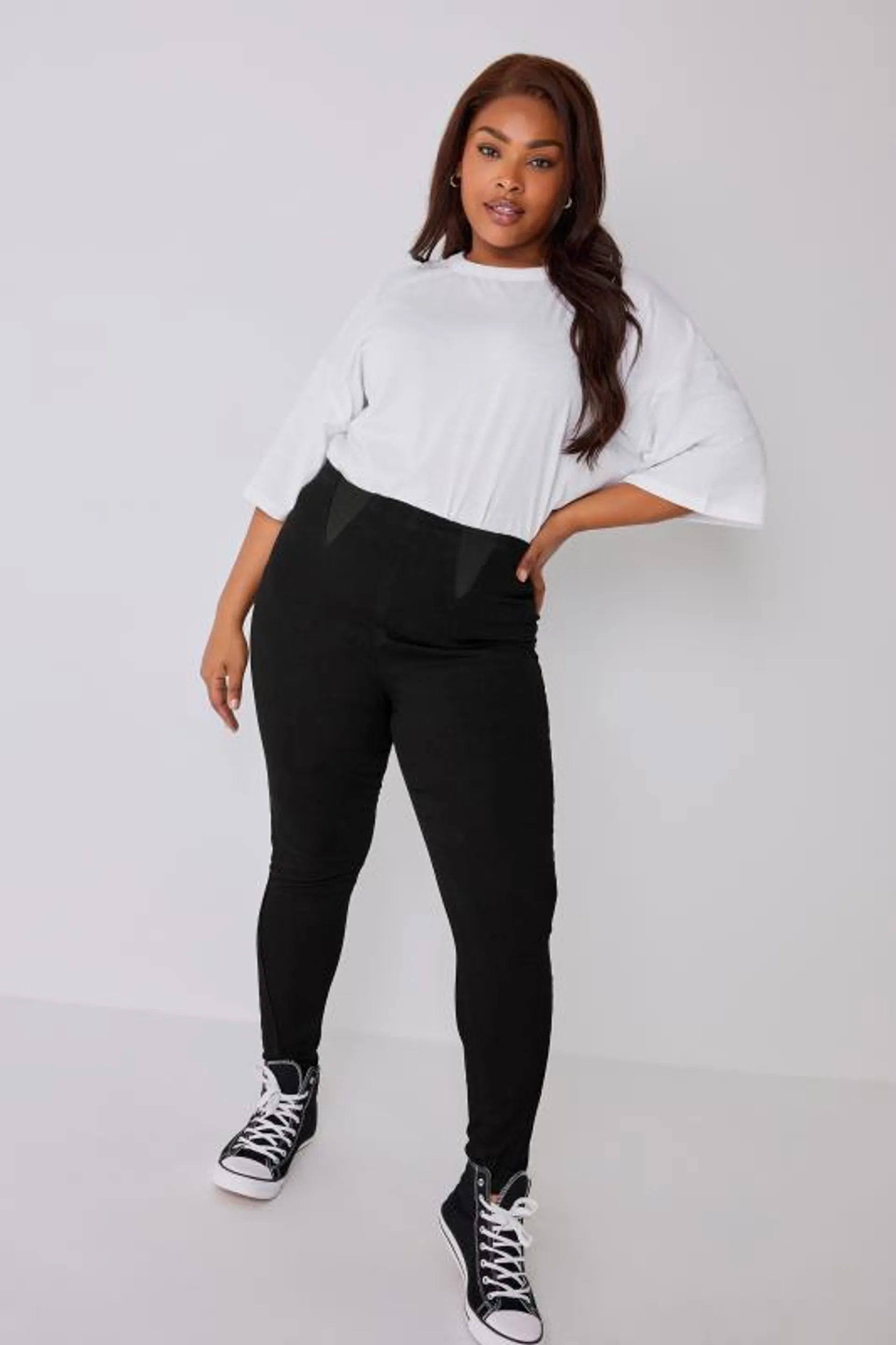 YOURS Curve Bestseller Black Elasticated Insert Shaper Stretch Jeggings