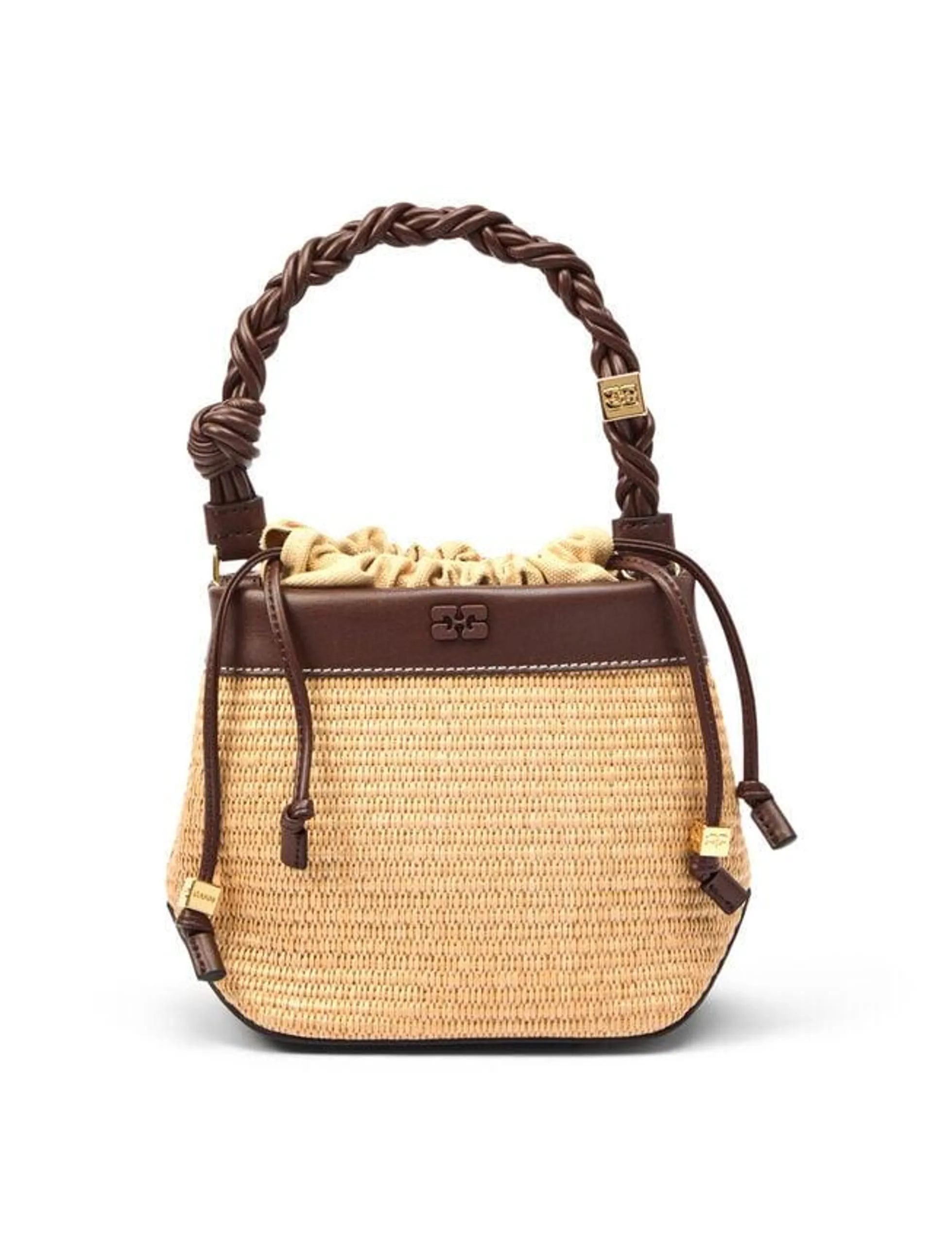 Ganni Bou Bucket Bag Raffia