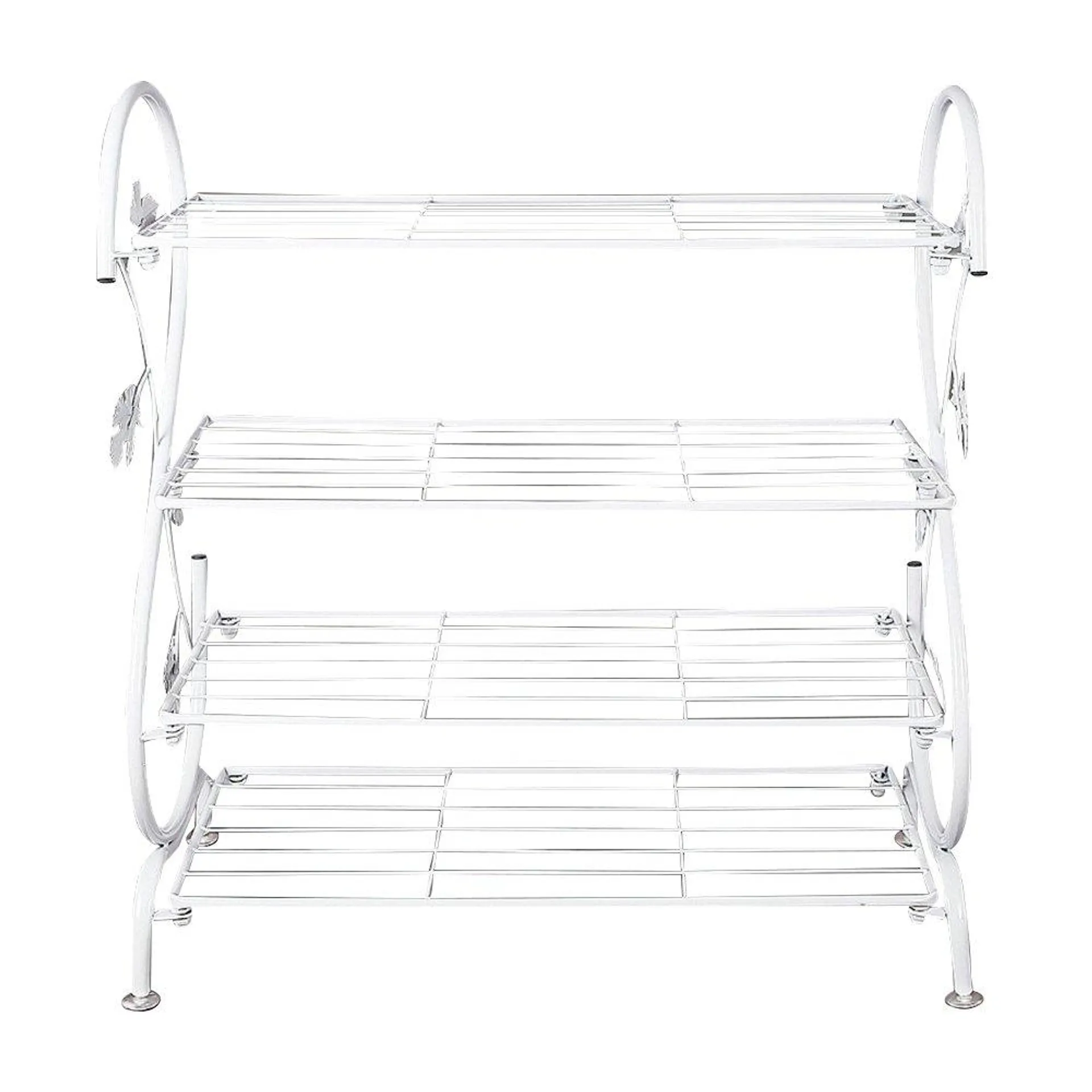 Living and Home Iron S-Shaped White Vintage Shoe Rack