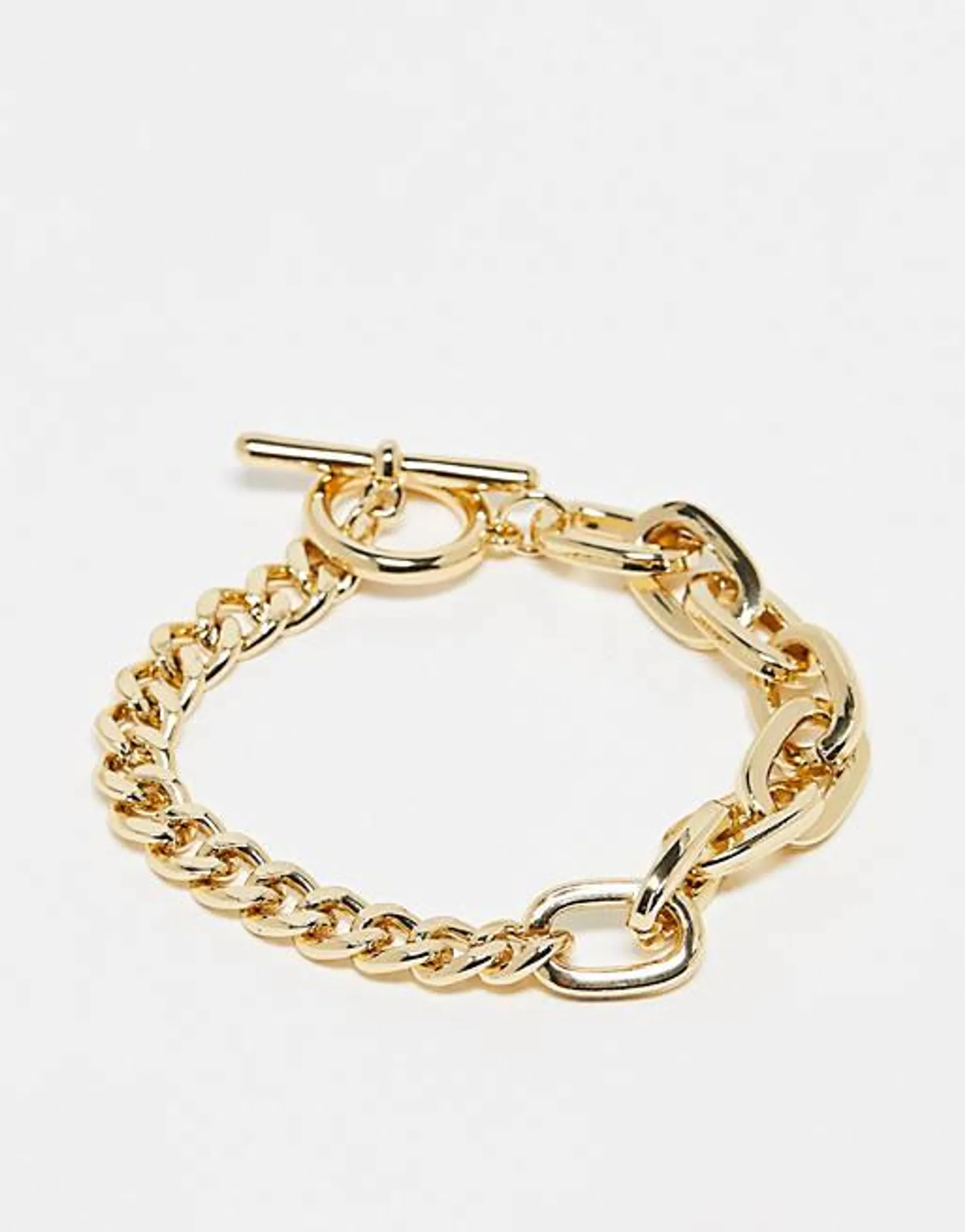 French Connection mixed chain bracelet in gold