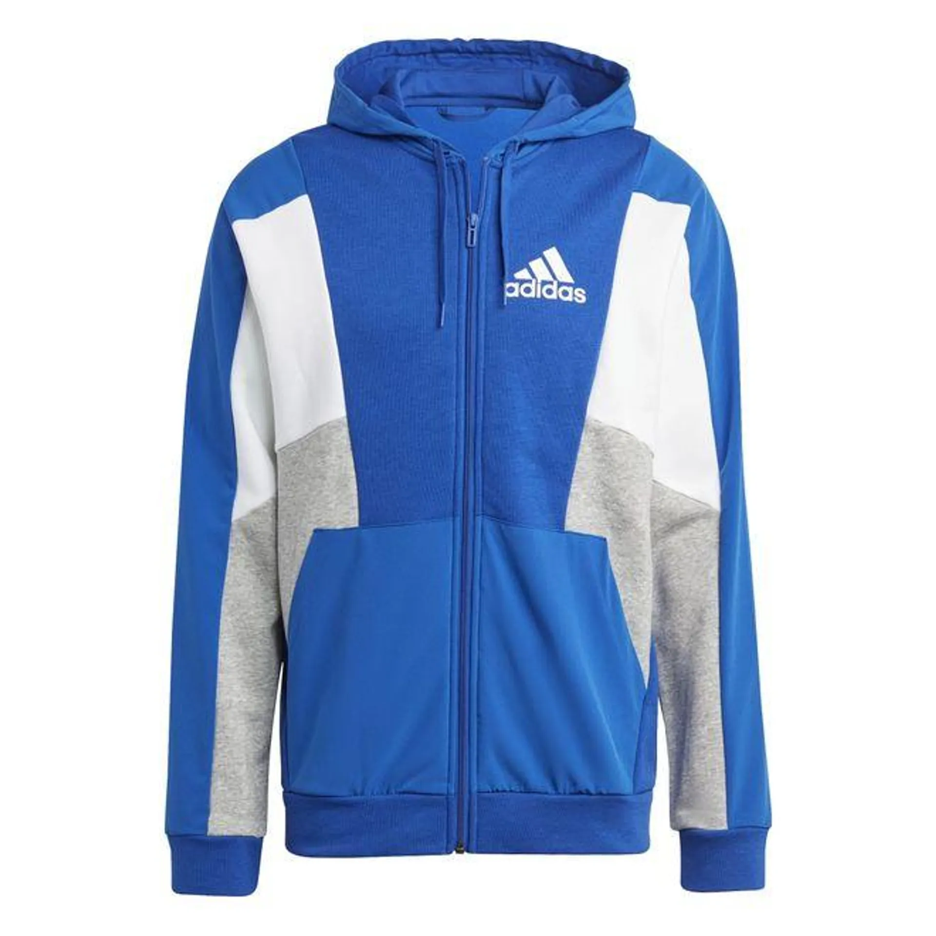 adidas Essentials Colorblock Full-Zip Hoodie in Royal Blue