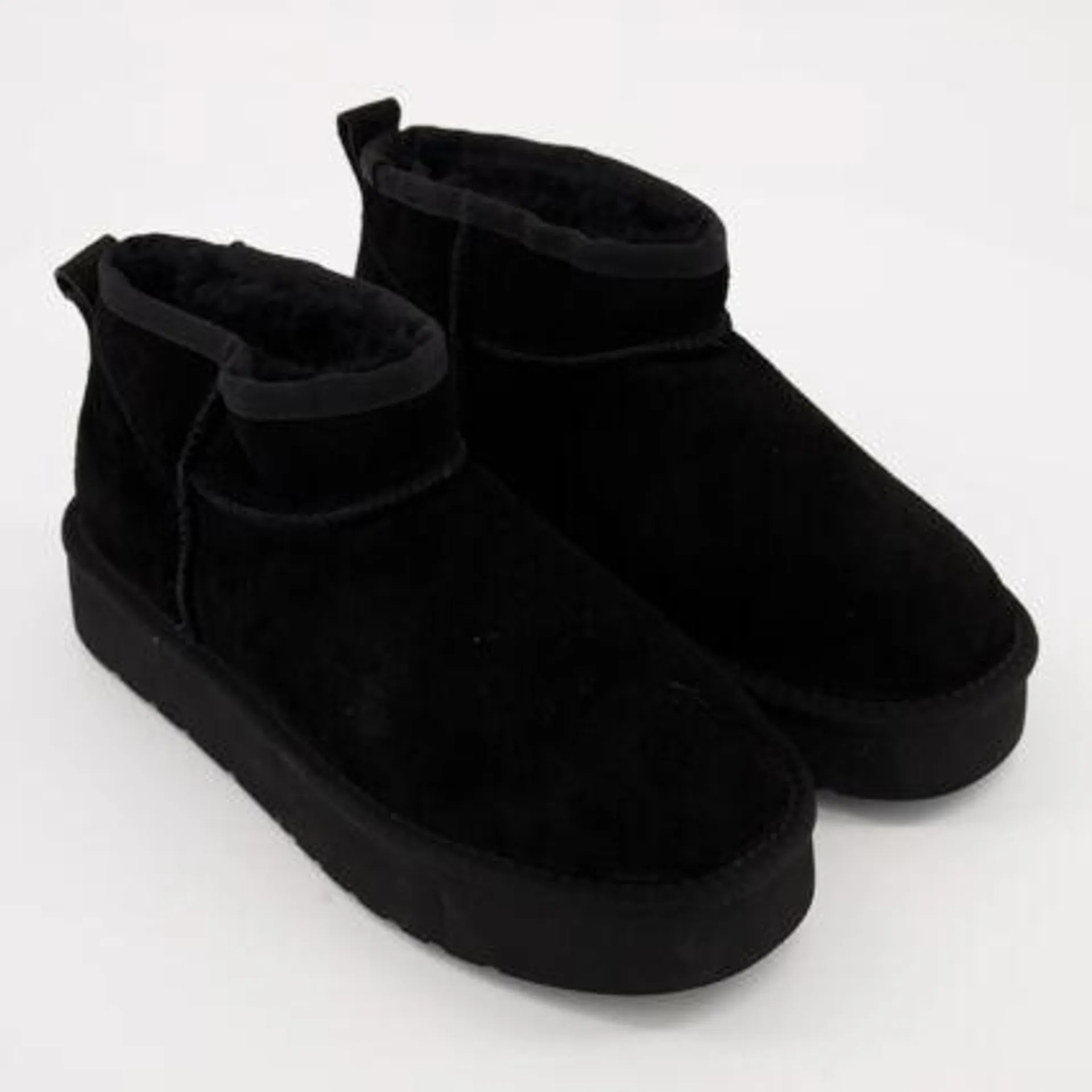 Black Suede Flat Ankle Boots