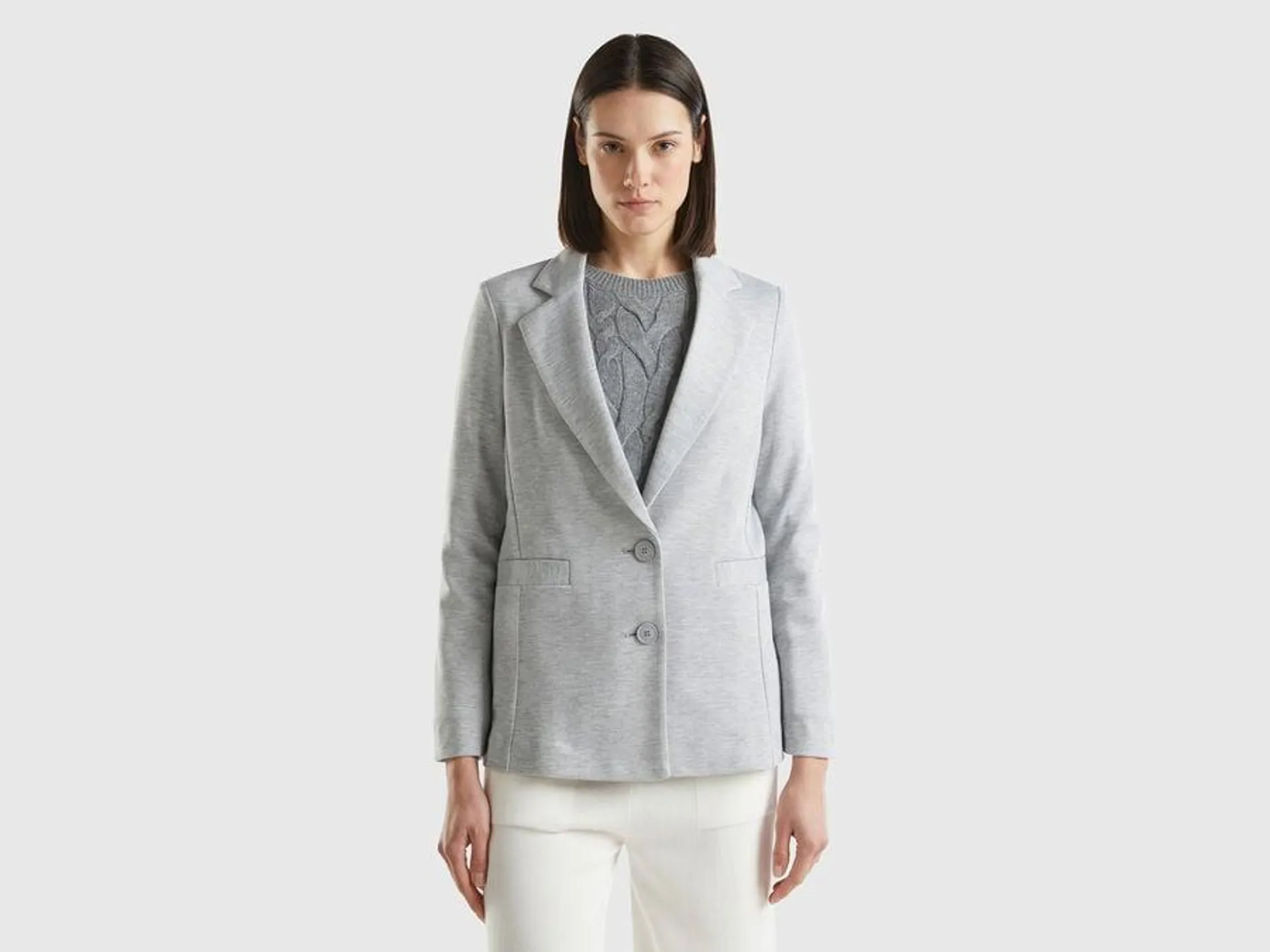 Fitted blazer in cotton blend