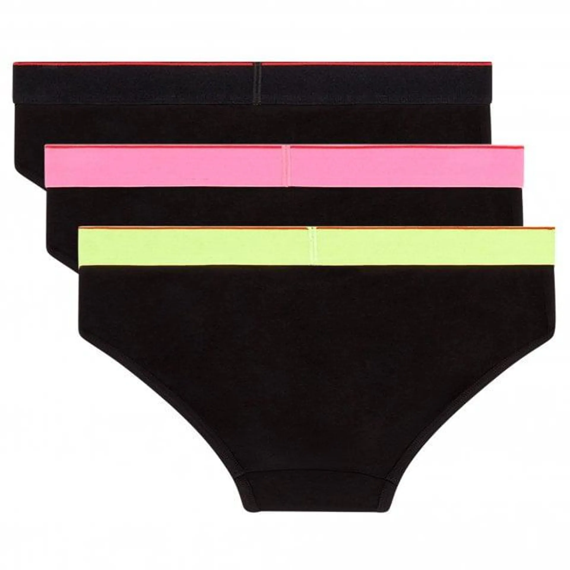 3-Pack Denim Division Briefs, Black with pink/yellow/black
