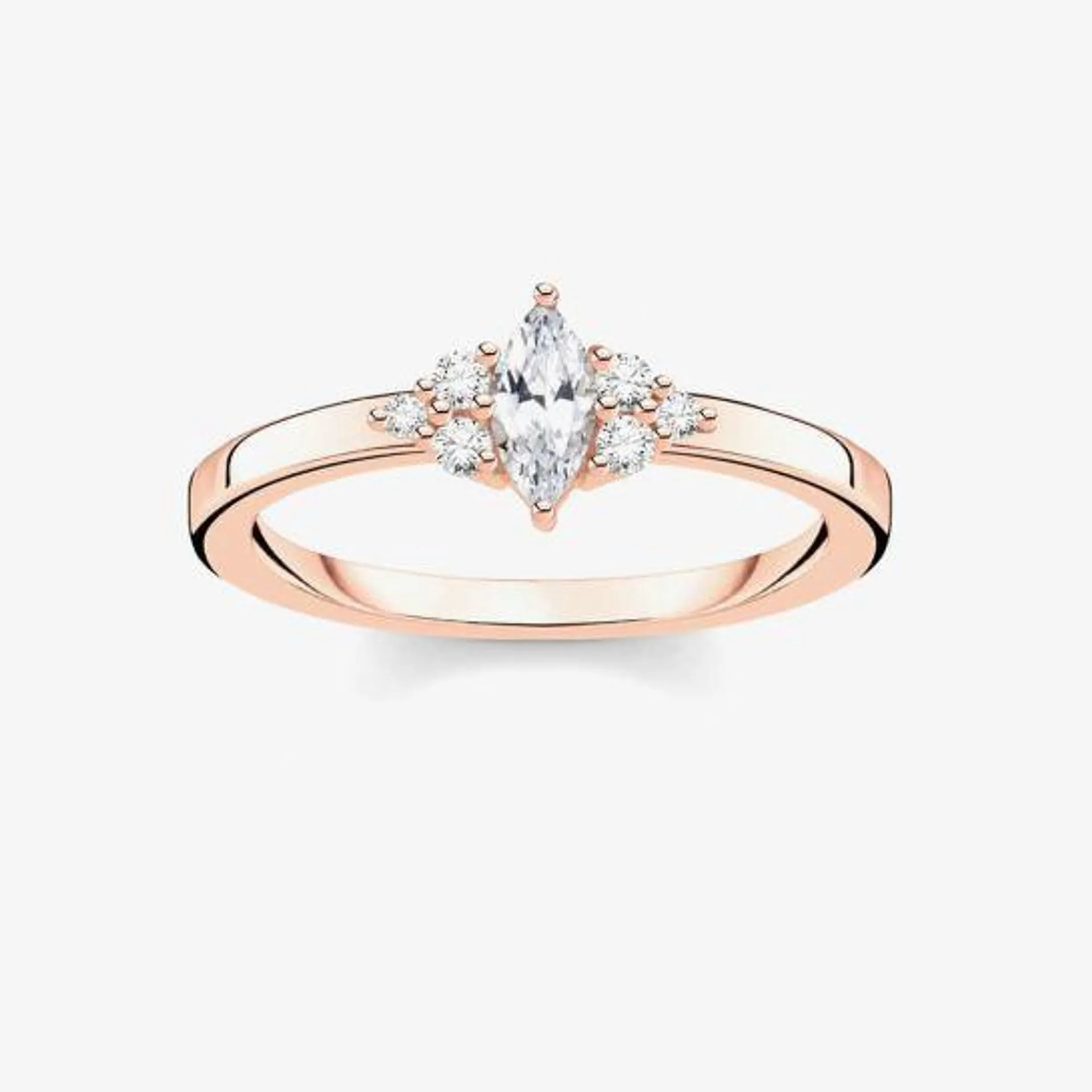 Rose Gold Plated Cubic Zirconia Marquise Cluster Ring