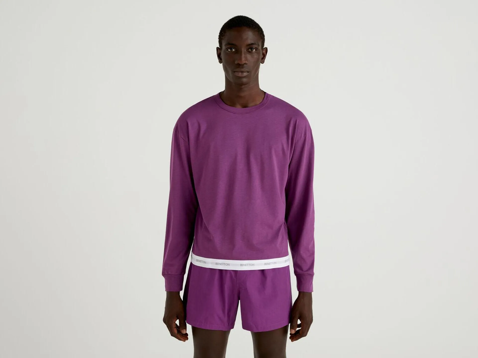 Purple sweatshirt with logoed elastic