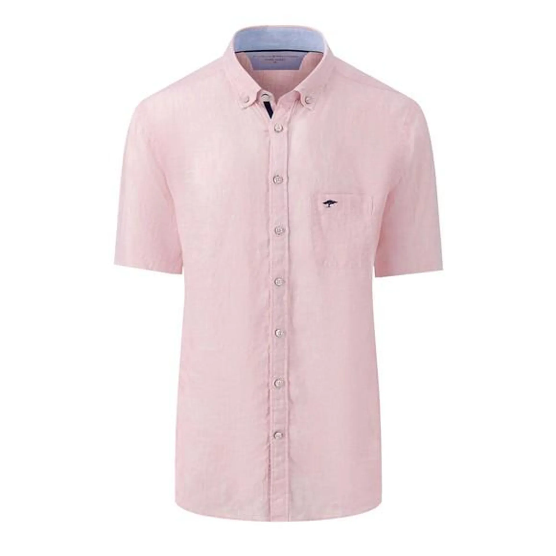 Mens Pink SS Pure Linen Shirt