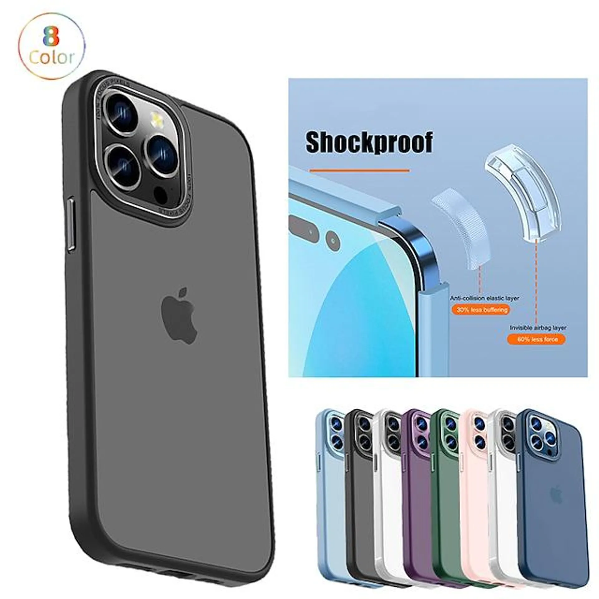 Phone Case For Apple Back Cover iPhone 14 13 12 Pro Max Plus Ultra-thin Full Body Protective Four Corners Drop Resistance Solid Colored TPU PC Metal